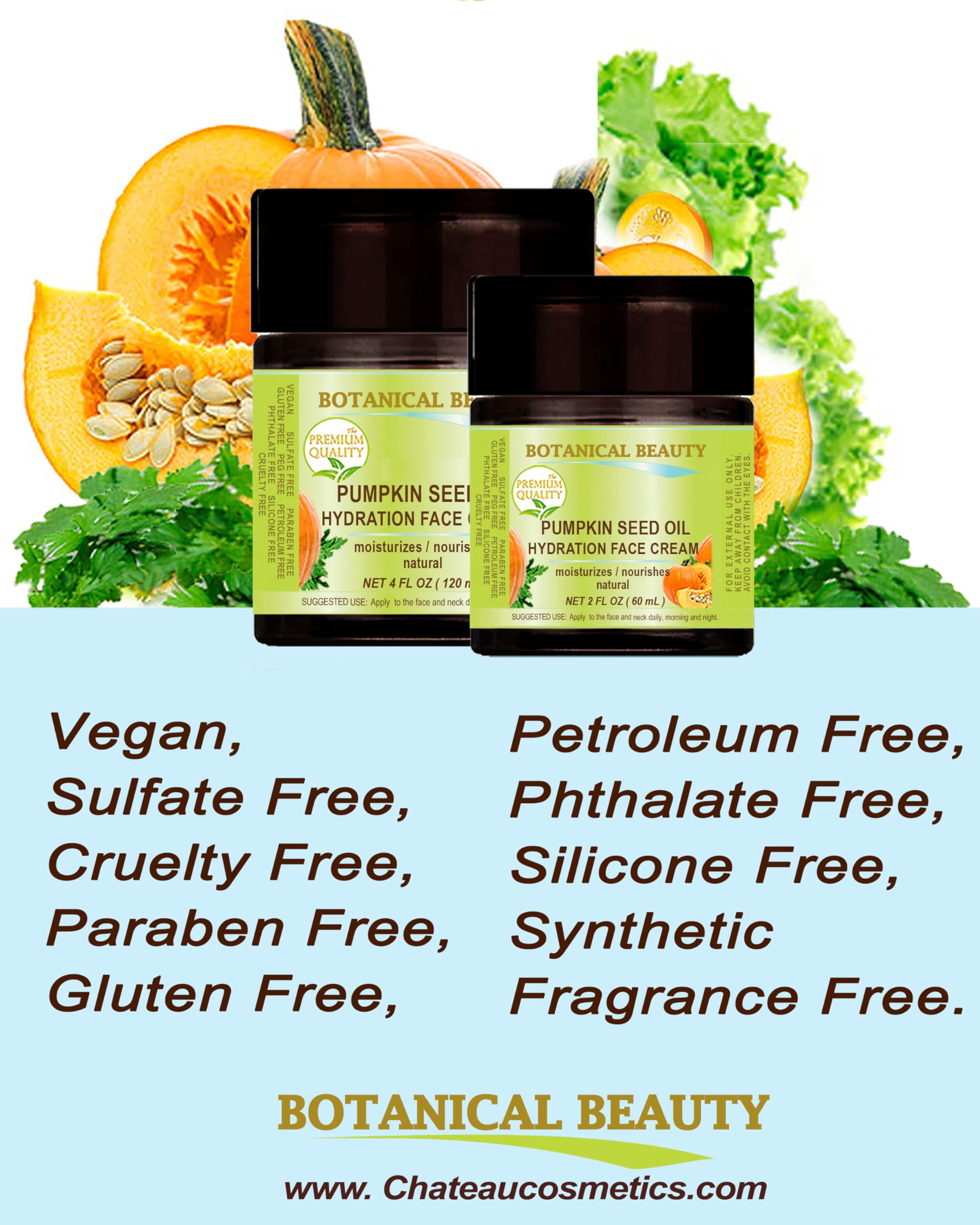 Organic Pumpkin Seed Oil Hydration Face Cream. For Normal - Dry - Sensitive Skin. 2 Fl. Oz - 60 Ml. Hydrating, Moisturizing, Nou