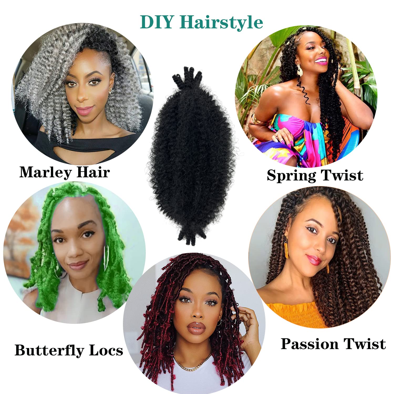 10 Inch Wrapping Hair For Soft Locs,Cuban Twist Hair 8 Packs Pre-Separated Springy Afro Twist Hair Extension For Women Kids, Kin