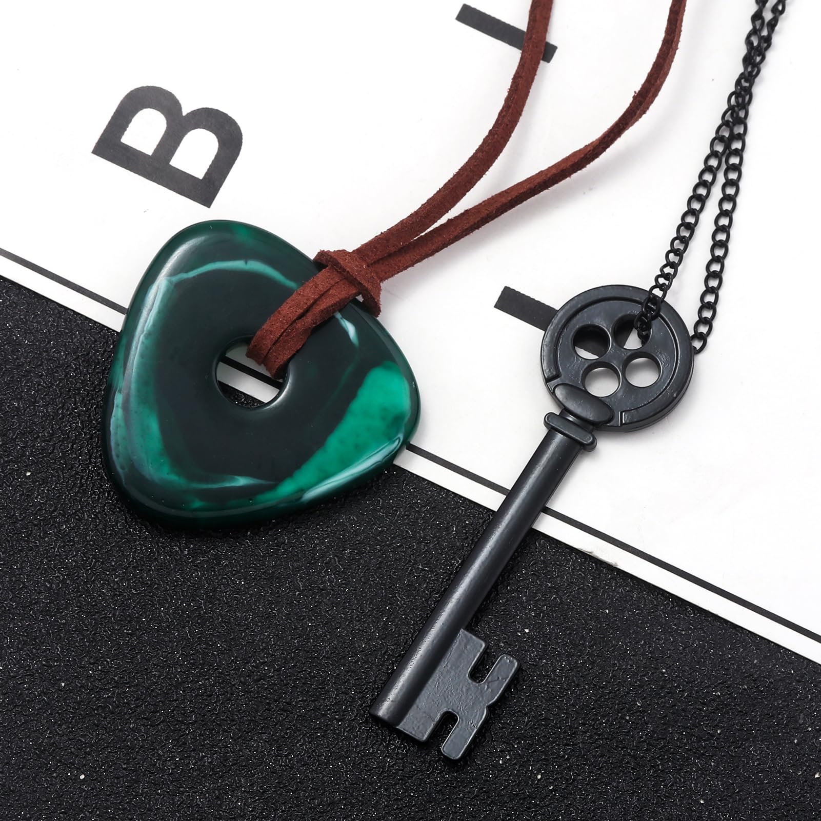 Key Seeing Stone Necklace Set - Halloween Costume Jewelry Gift for Women Men and Fans