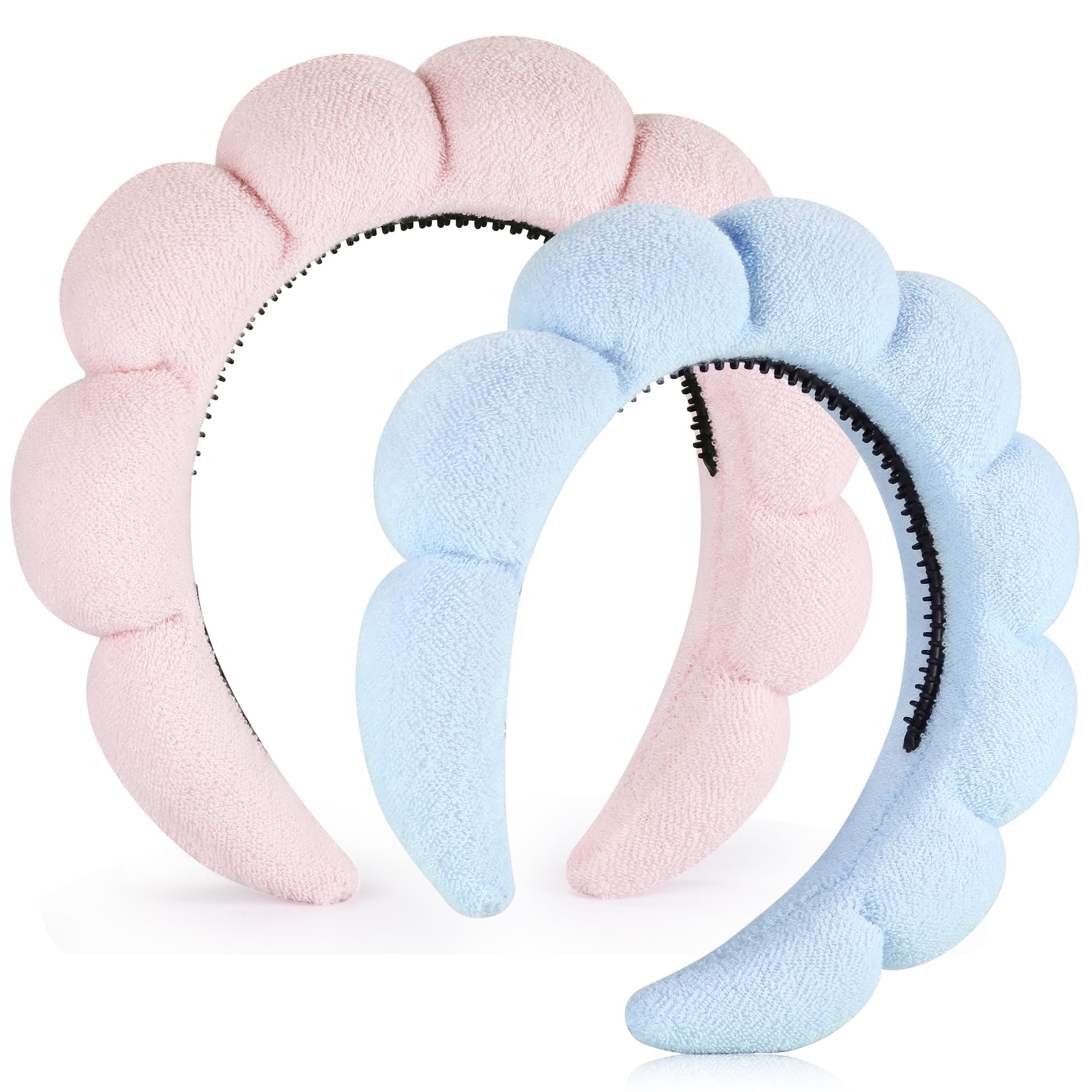 Ztomine Spa Headbands for Washing Face or Facial, Set of 2 Skincare Headbands, Terry Cloth Headband Combo Pack - Puffy Makeup He