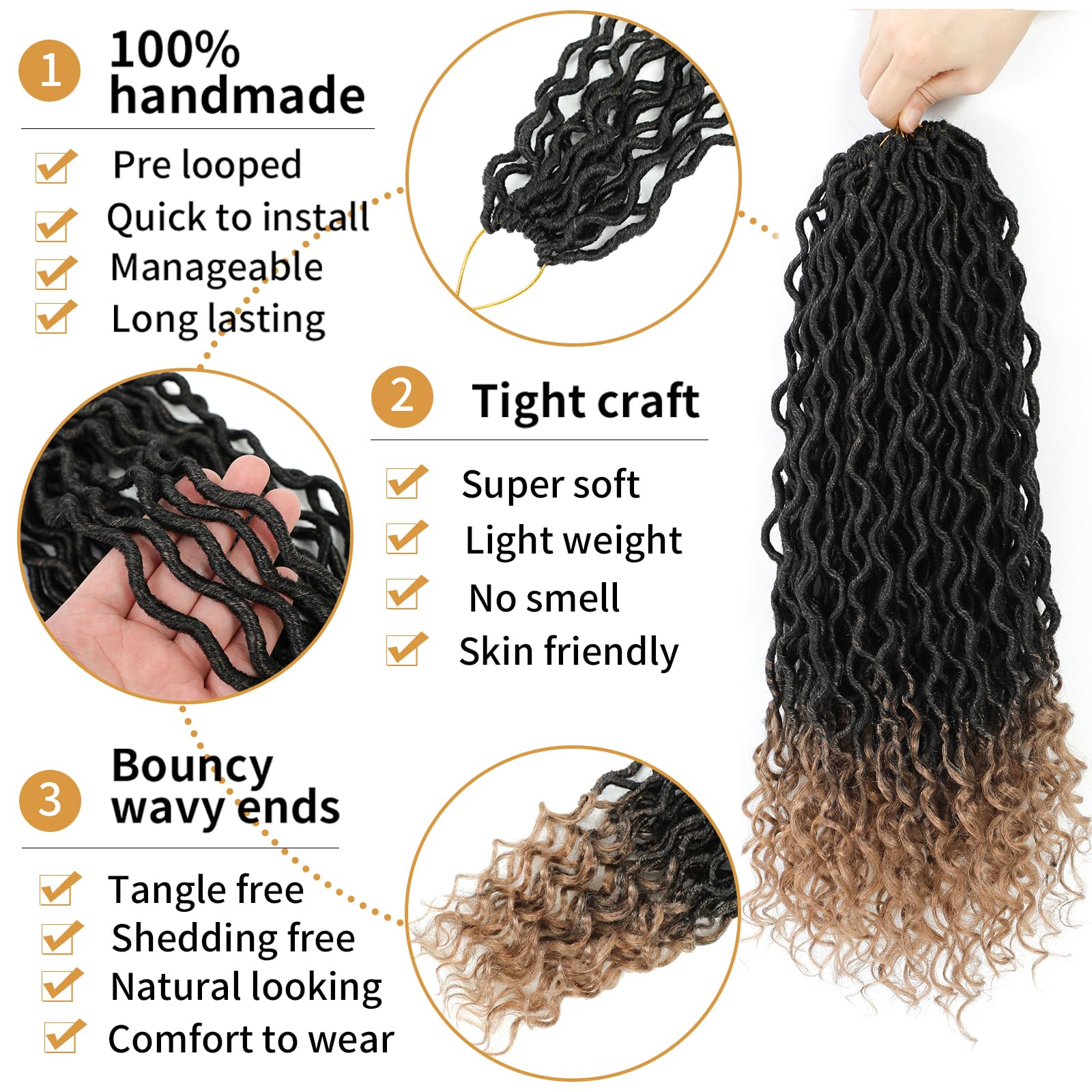 Faux Locs Crochet Hair 18 Inch 6 Packs Ombre Goddess Locs Crochet Hair For Black Women Pre Looped Faux Locs With Curly Ends Synt