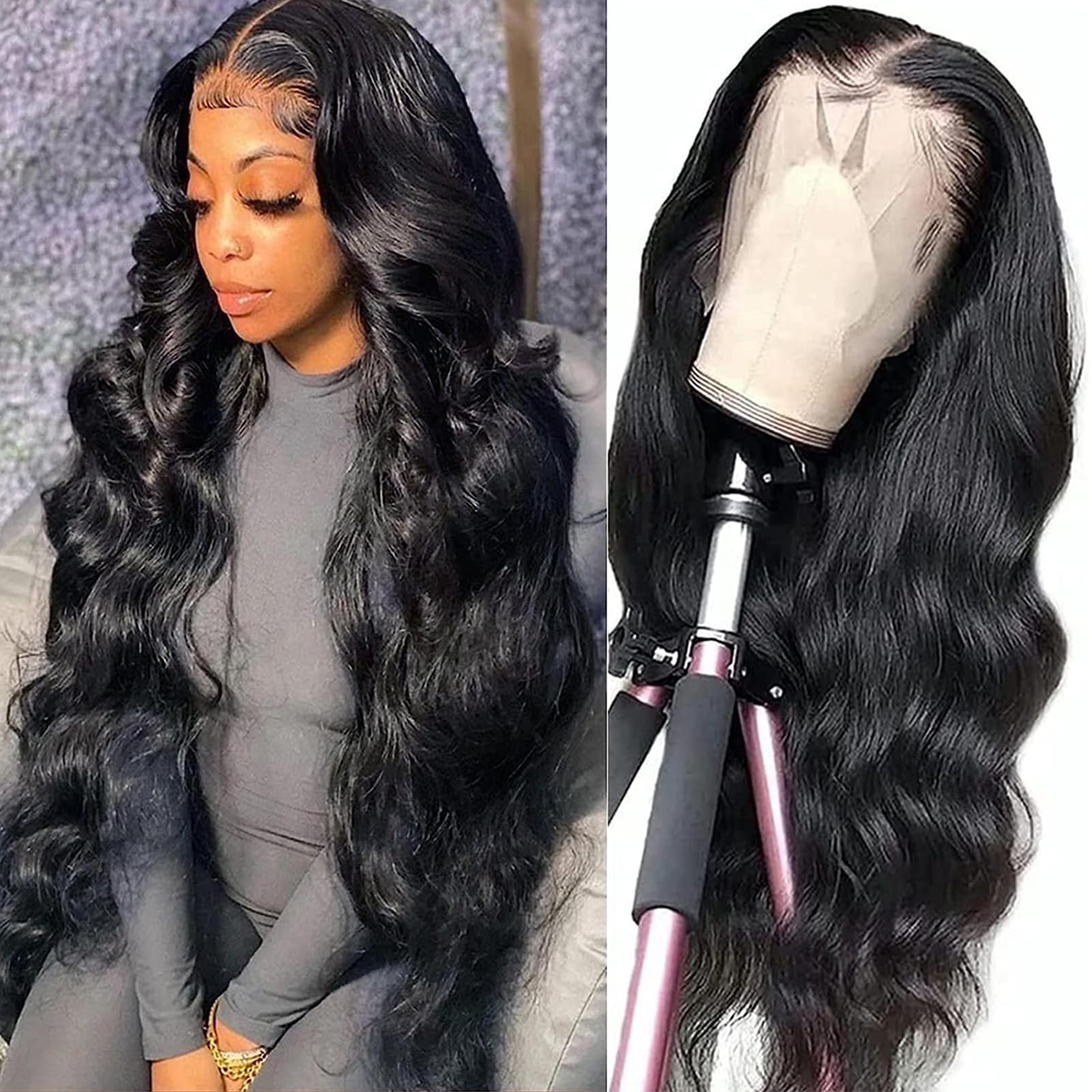 Royal Impression Body Wave Lace Front Wigs Human Hair Pre Plucked 13X4 Hd Lace Frontal Wigs Human Hair 180% Density Transparent