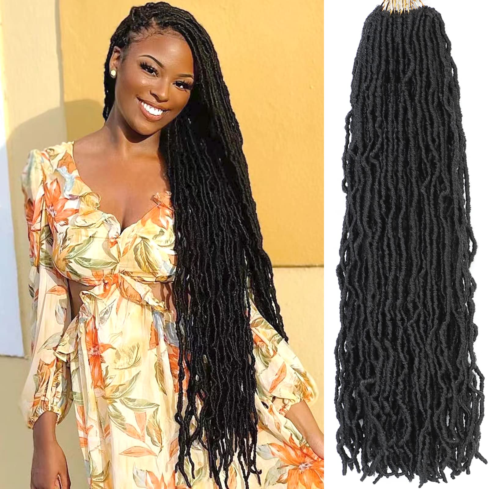 Faux Locs Crochet Hair Soft Locs 30 Inch 7 Packs Long Black Crochet Locs For Natural Butterfly Locs Crochet Hair For Women Godde