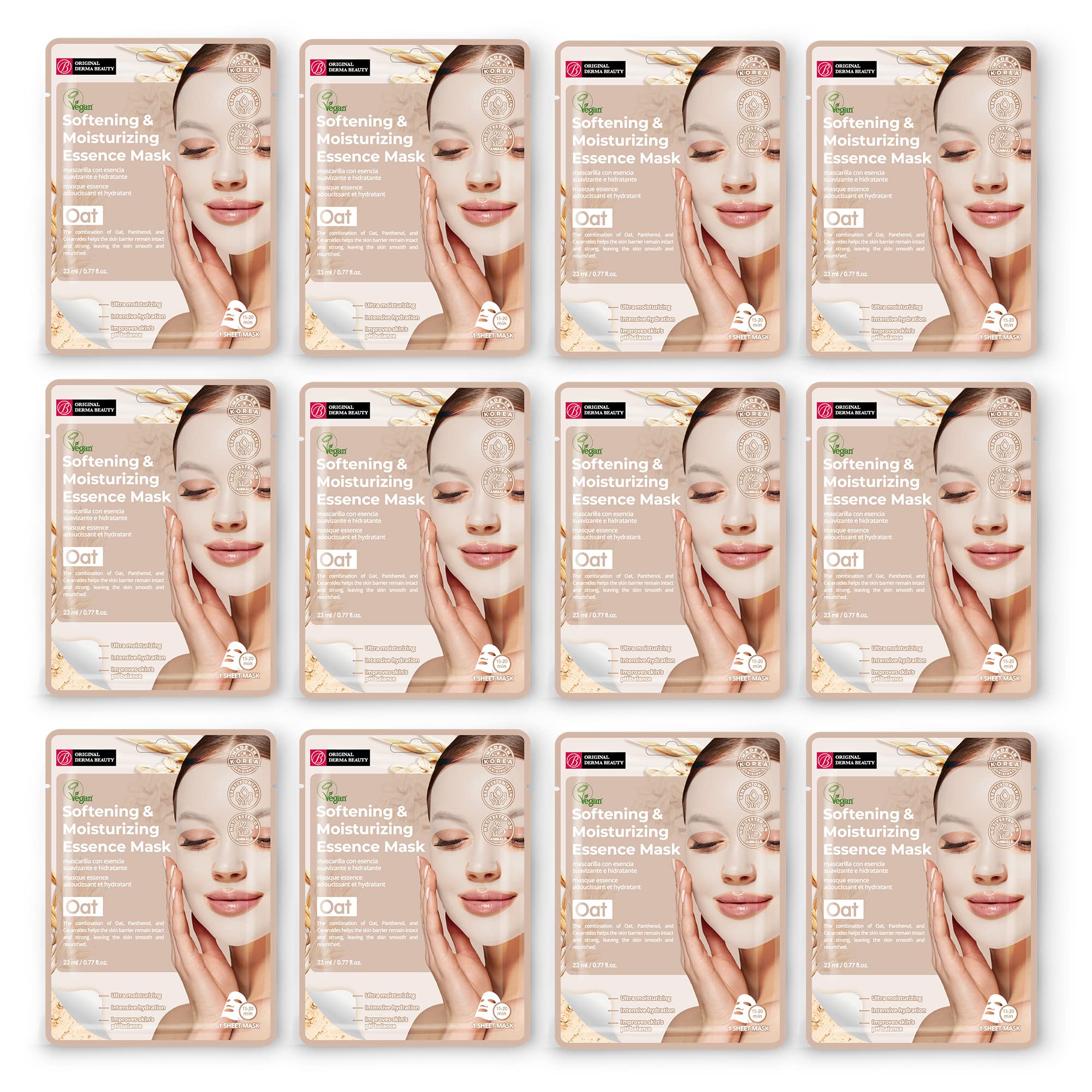 Innerest Original Derma Beauty Collagen Face Masks Skincare 12 Pk Softening & Moisturizing Oat Face Mask Skin Care Sheet Masks S
