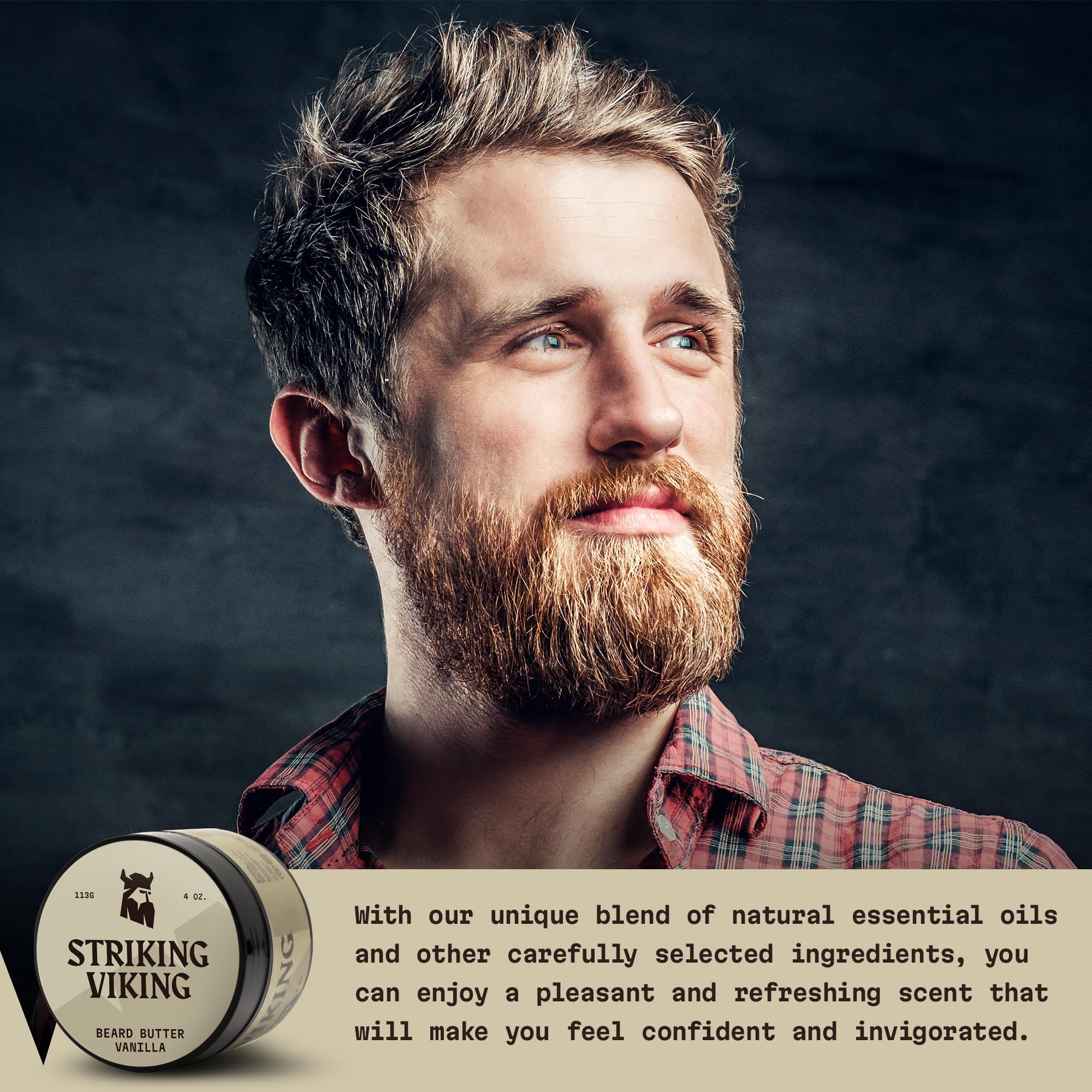 Striking Viking Beard Butter - Non Greasy Beard Butter For Men With Natural Ingredients 4Oz - Keep Your Beard Hydrated & Refresh