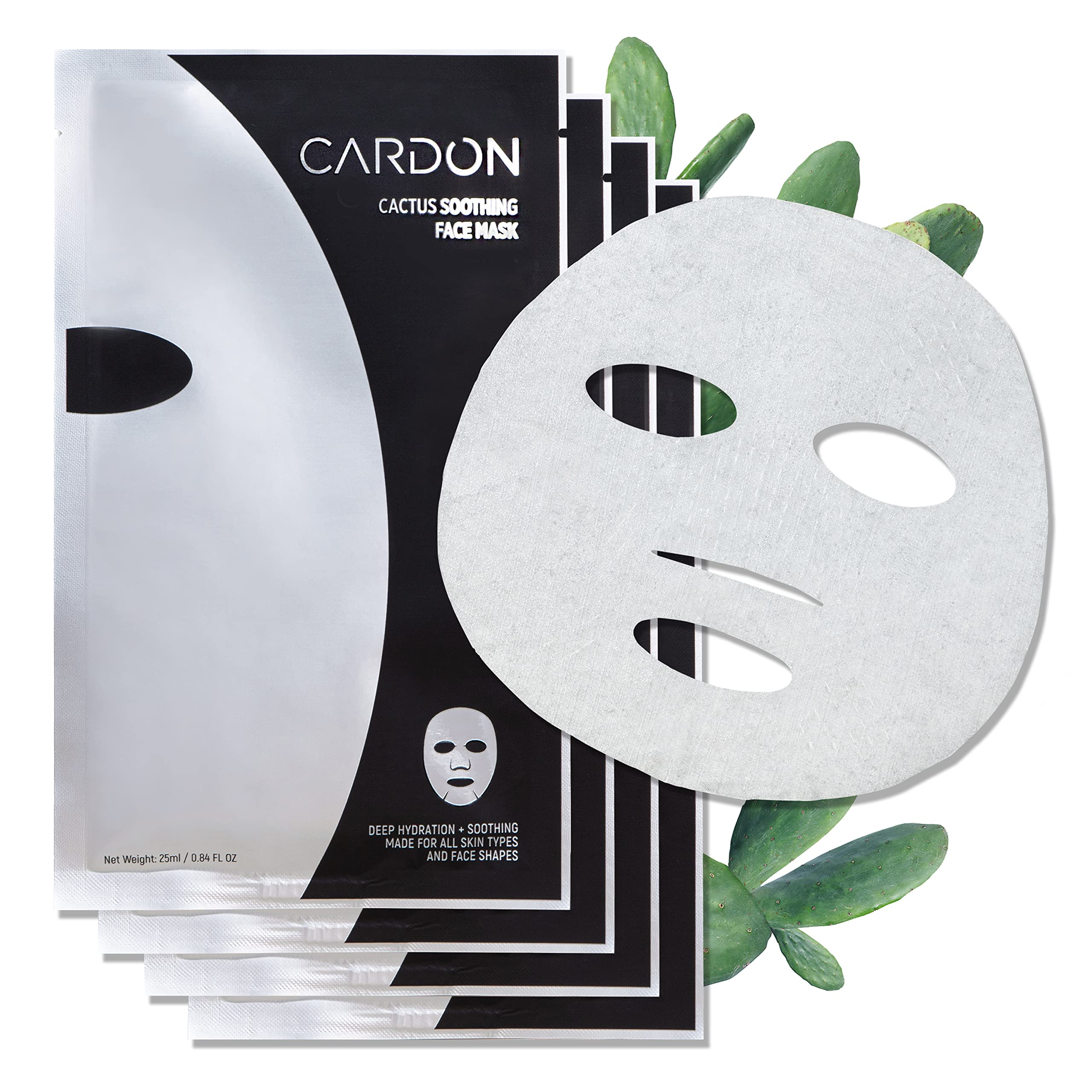 Cardon Cactus Soothing Sheet Mask | Korean Sheet Masks For Sensitive Skin Post-Shave | Korean Skin Care Mask | Vitamin E, Cactus