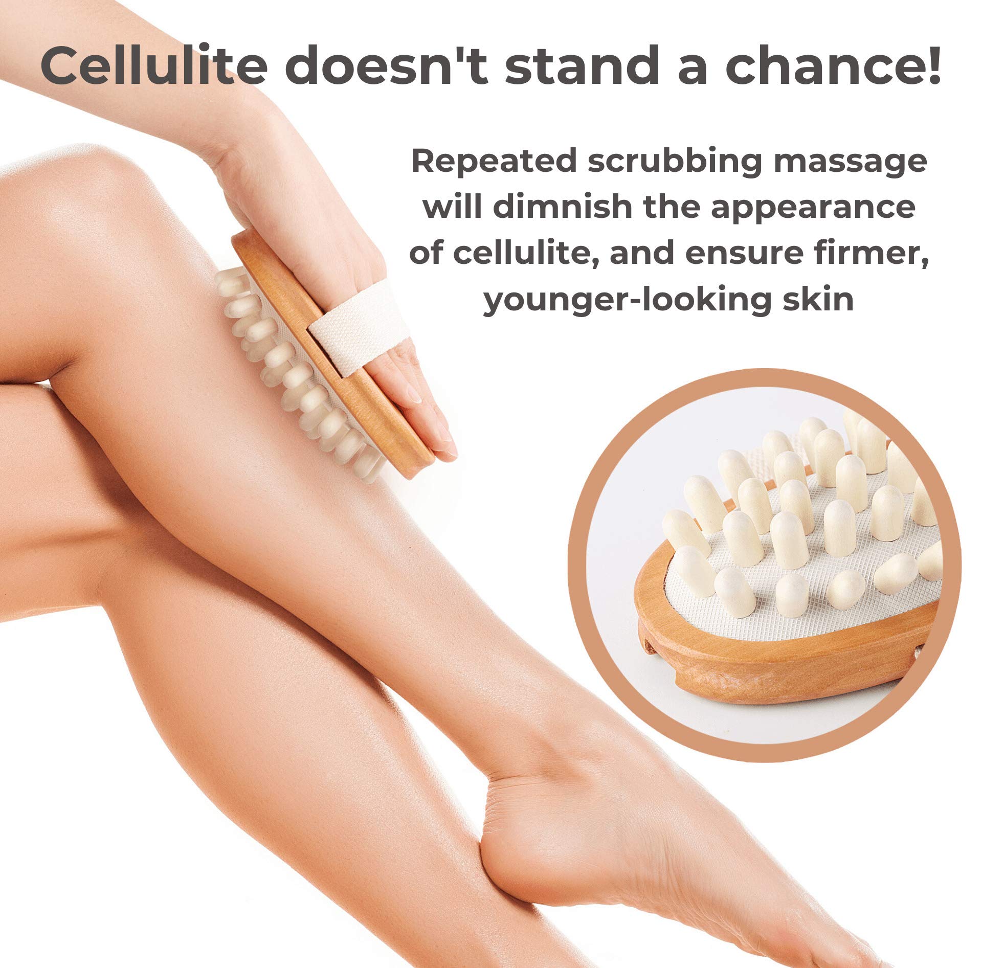 ROSENA Dry Brushing Body Brush Set, Natural Bristle Exfoliator Kit, 3 Piece Set for Smooth Skin and Lymphatic Drainage