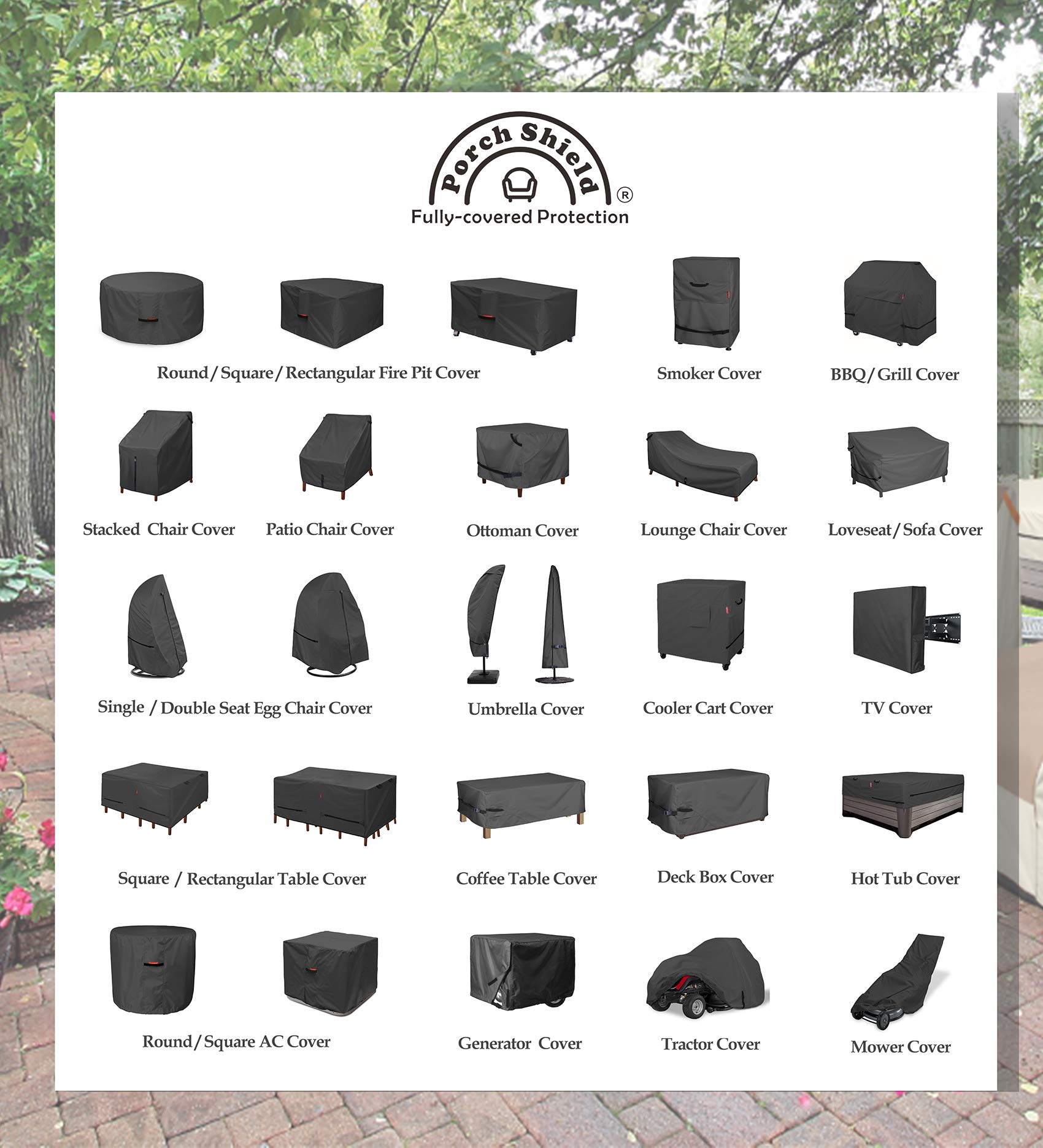 Porch Shield Patio Fire Pit Cover - Waterproof 600D Outdoor Rectangular Fire Table Cover Deck Box Protector - 48 X 28 Inch, Blac