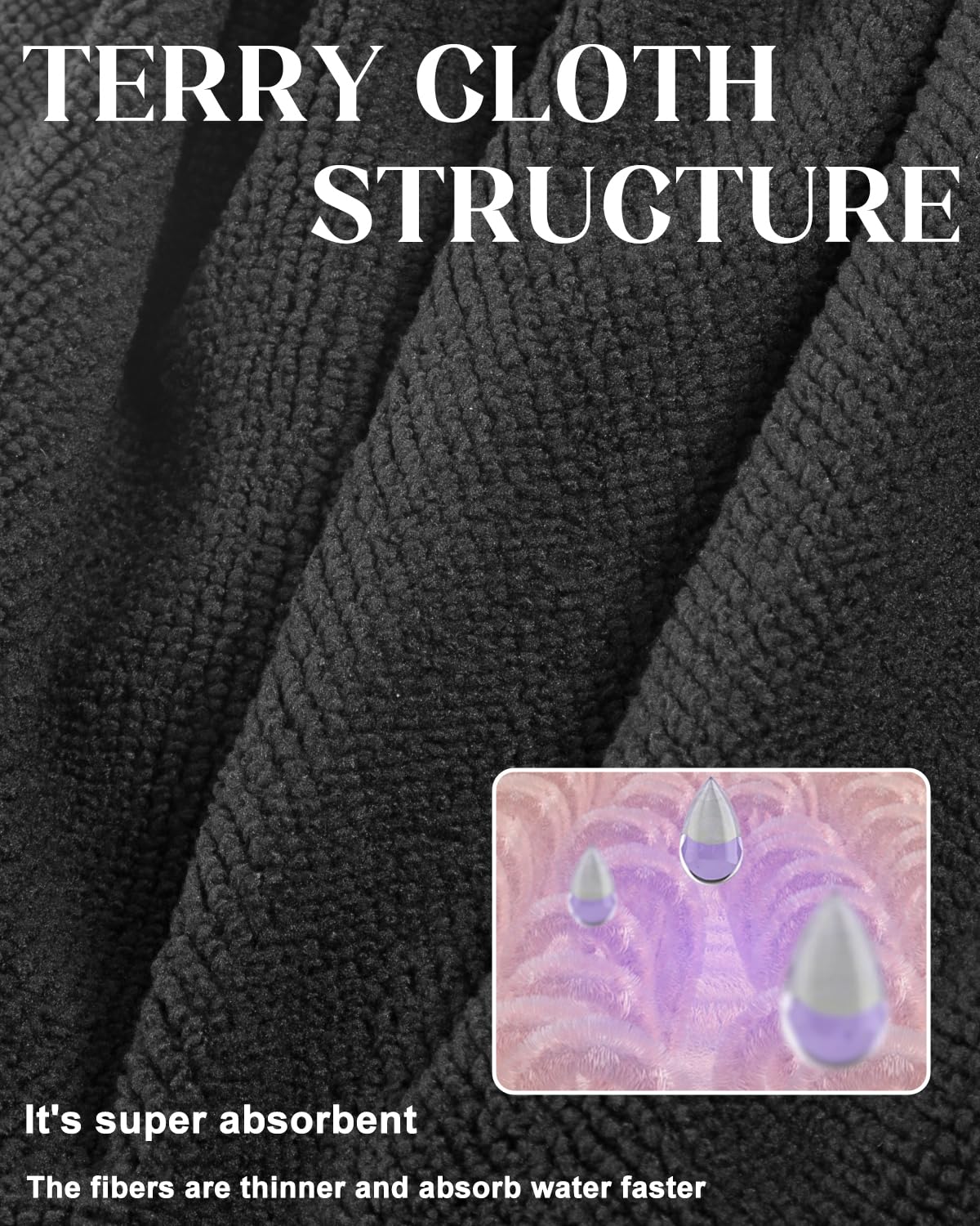 Aquior Shower Cap, Terry Lined Shower Cap For Women,Triple Layer Reusable Cap For Long Thick Hair, Large Terry Cloth Lined, Wate