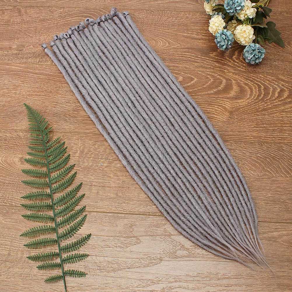 Kraler 24 Inch 40 Strands Thick Dreadlock Extensions, Se Deep Gray Crochet Dreadls Extensions Of Synthetic Hair 1Cm Width Hip Ho