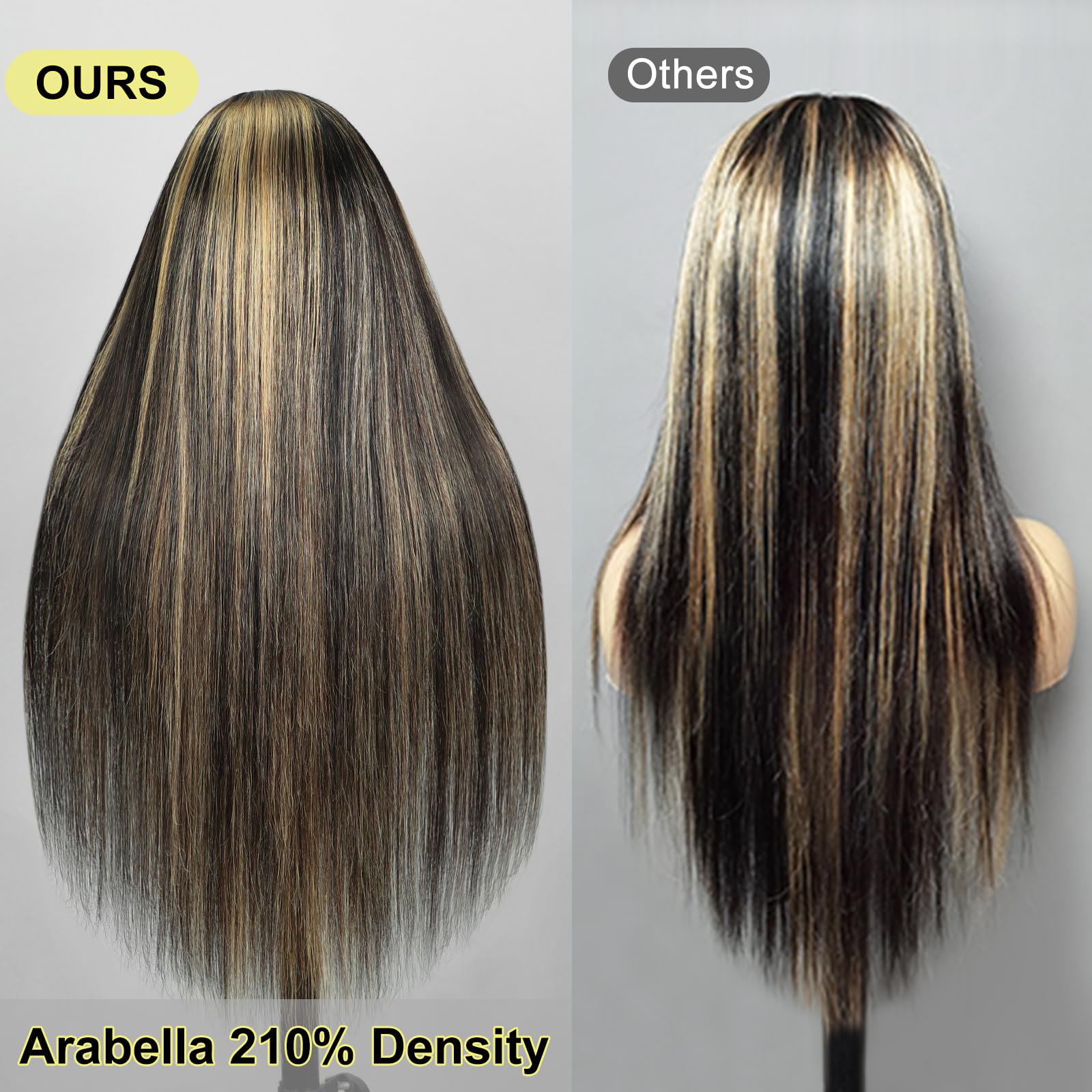 Arabella Highlight Lace Front Wig Human Hair 13X4 Ombre Lace Front Wig Human Hair 210% Density Real Pre Bleached Knots Hd Lace F