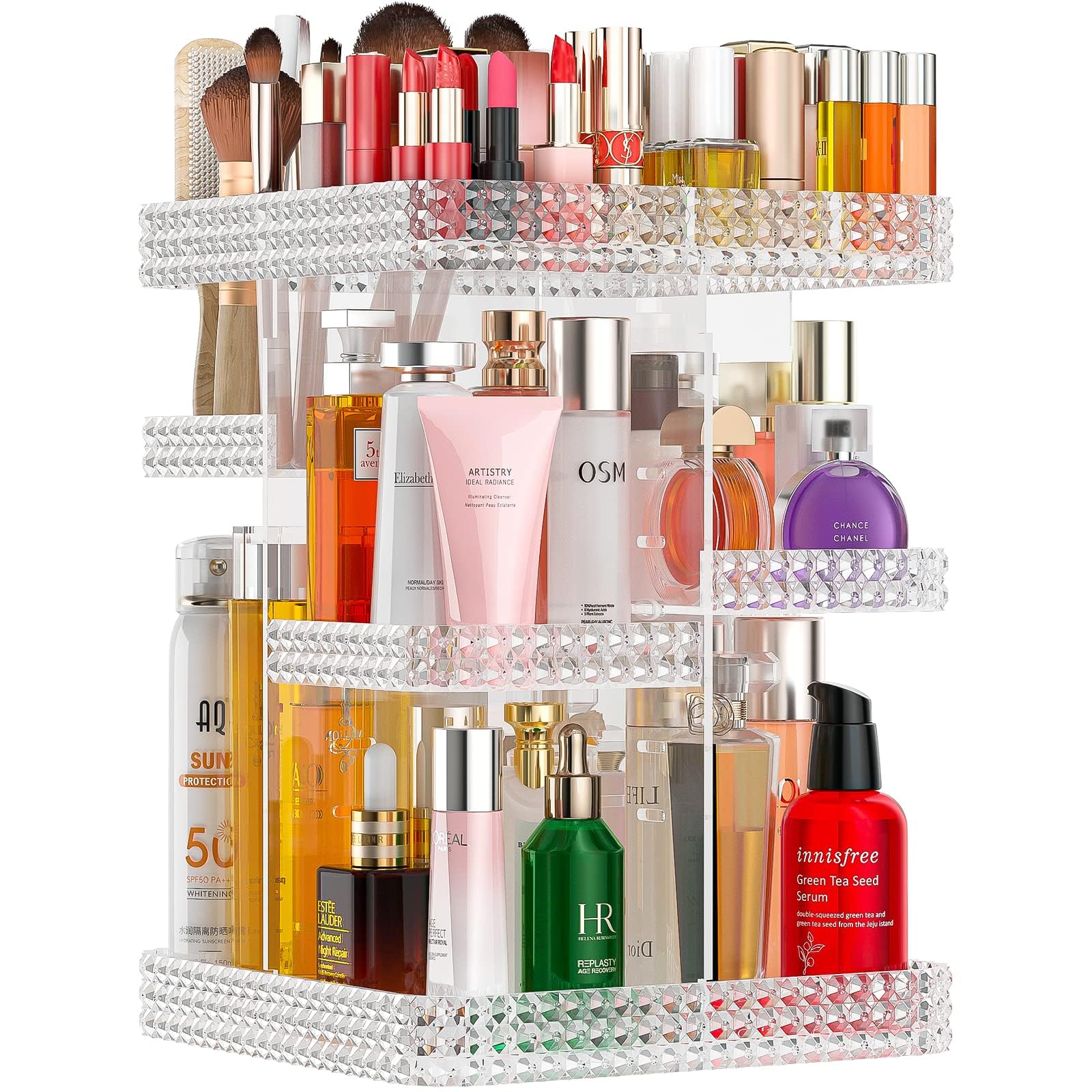 DALEMKY Makeup Organizer 360 Rotating Acrylic Clear Organizador De Perfumes, 7 Layers Large Makeup Organizers and Storage, Perfu