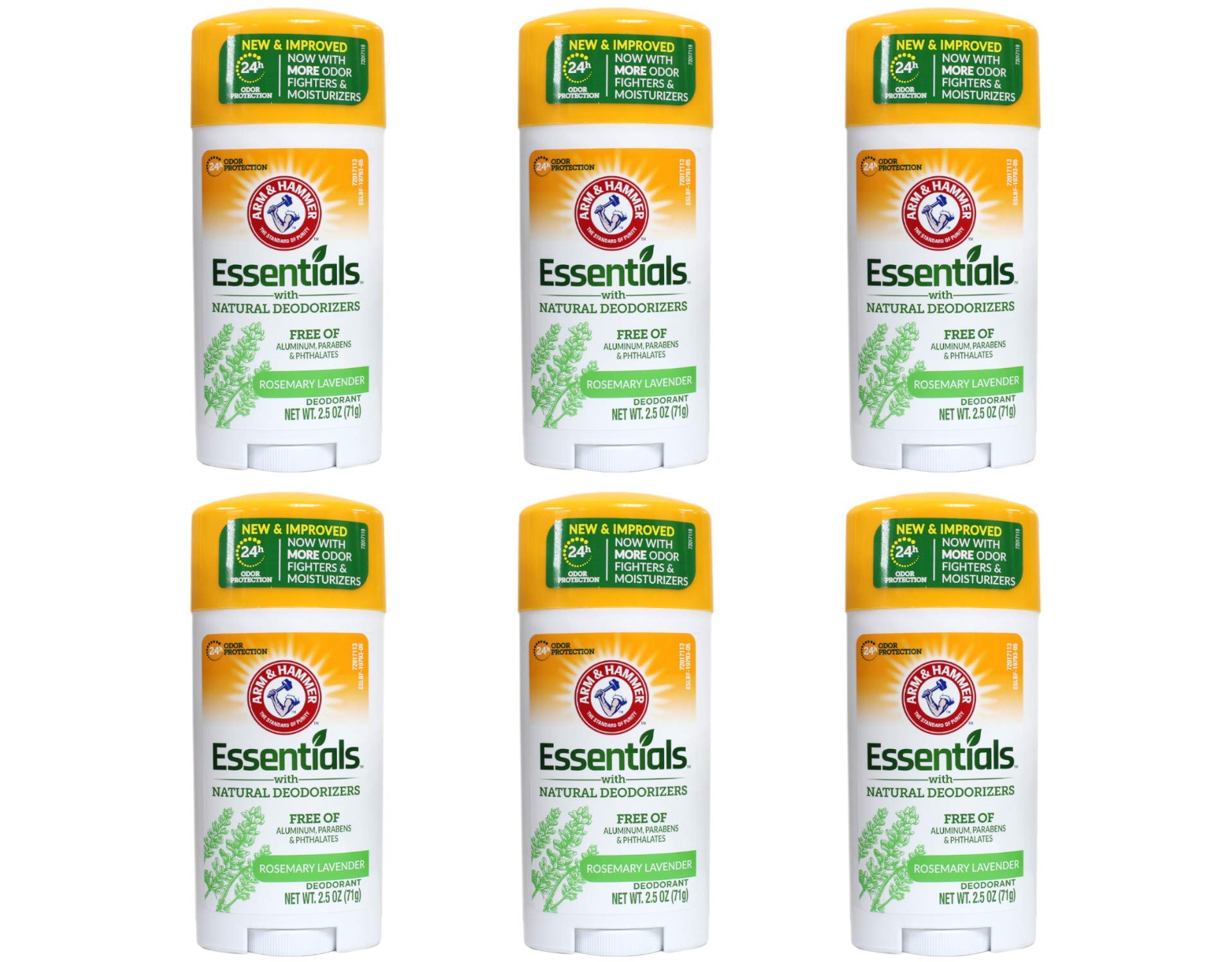 Arm & Hammer Essentials Natural Deodorant, Fresh, 2.5 Oz (Pack of 6)