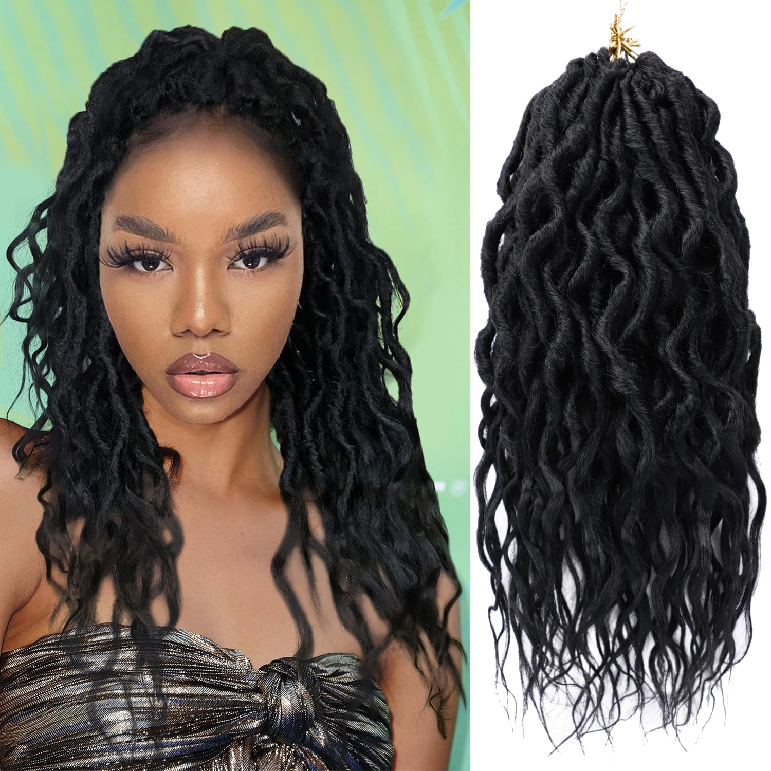LOSMOEER Faux Locs Crochet Hair 12 Inch 7 Packs Goddess Locs Crochet Hair for Women Soft Locs Pre Looped Crochet Braids with Wav