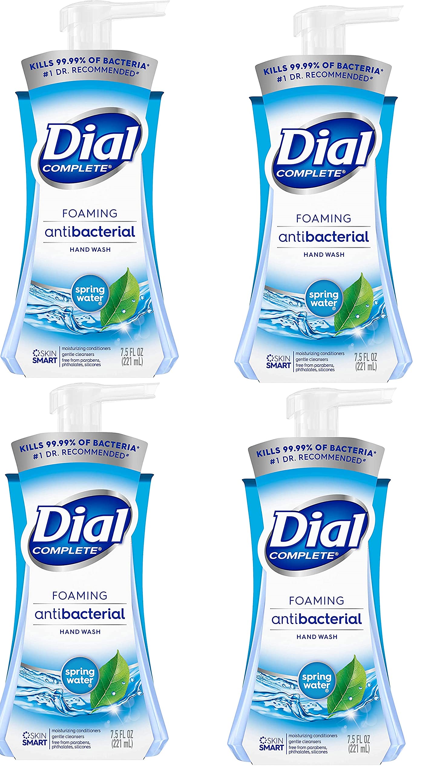 Dial Complete Foaming Antibacterial Hand Wash, Spring Water 7.50 Oz (Pack Of 4)