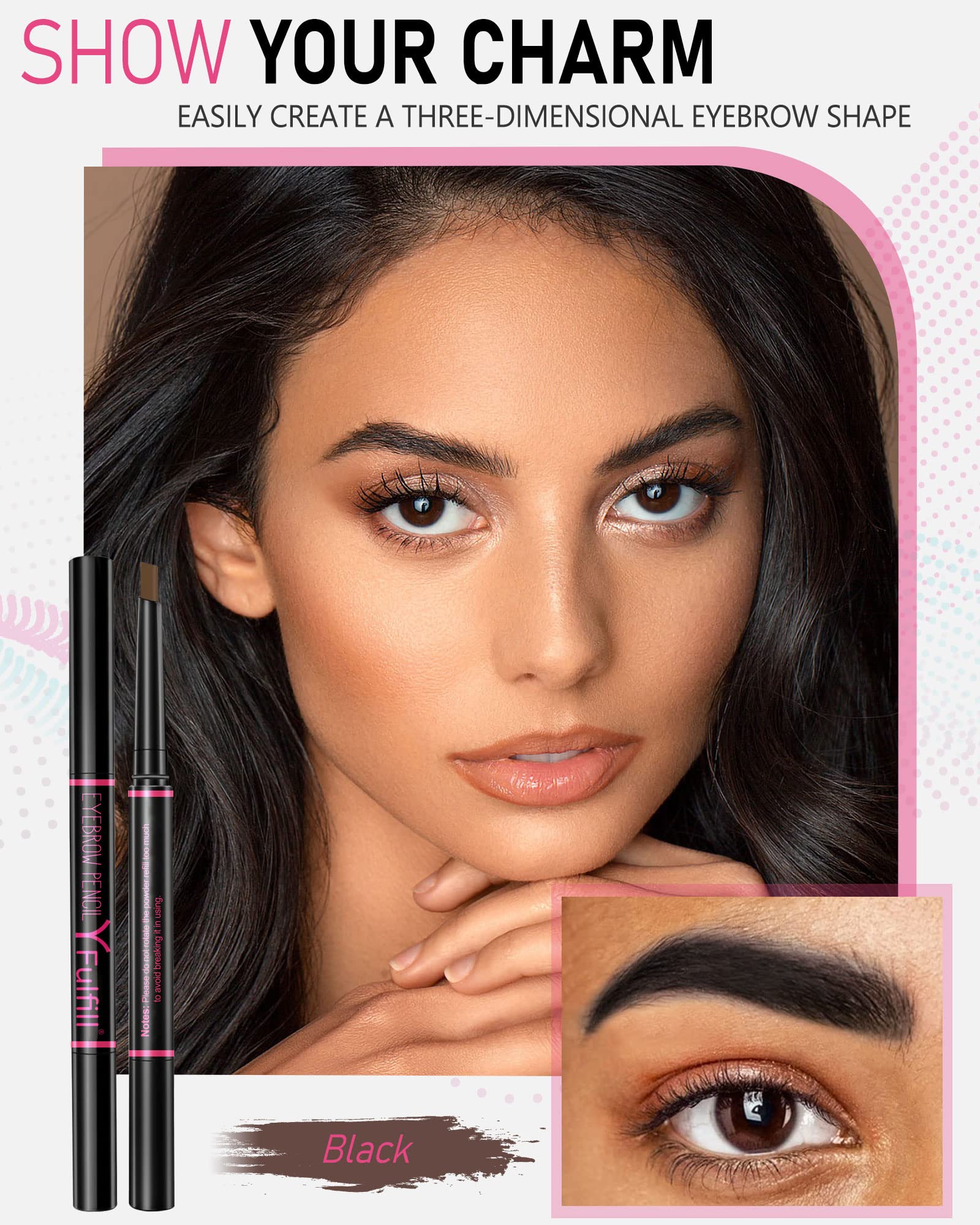 Yfulfill Black Eyebrow Pencil Waterproof, Eye Brow Pencils For Women Black, Eye Pencil Black, Brow Pencil Black, Eyebrow Pen Bla