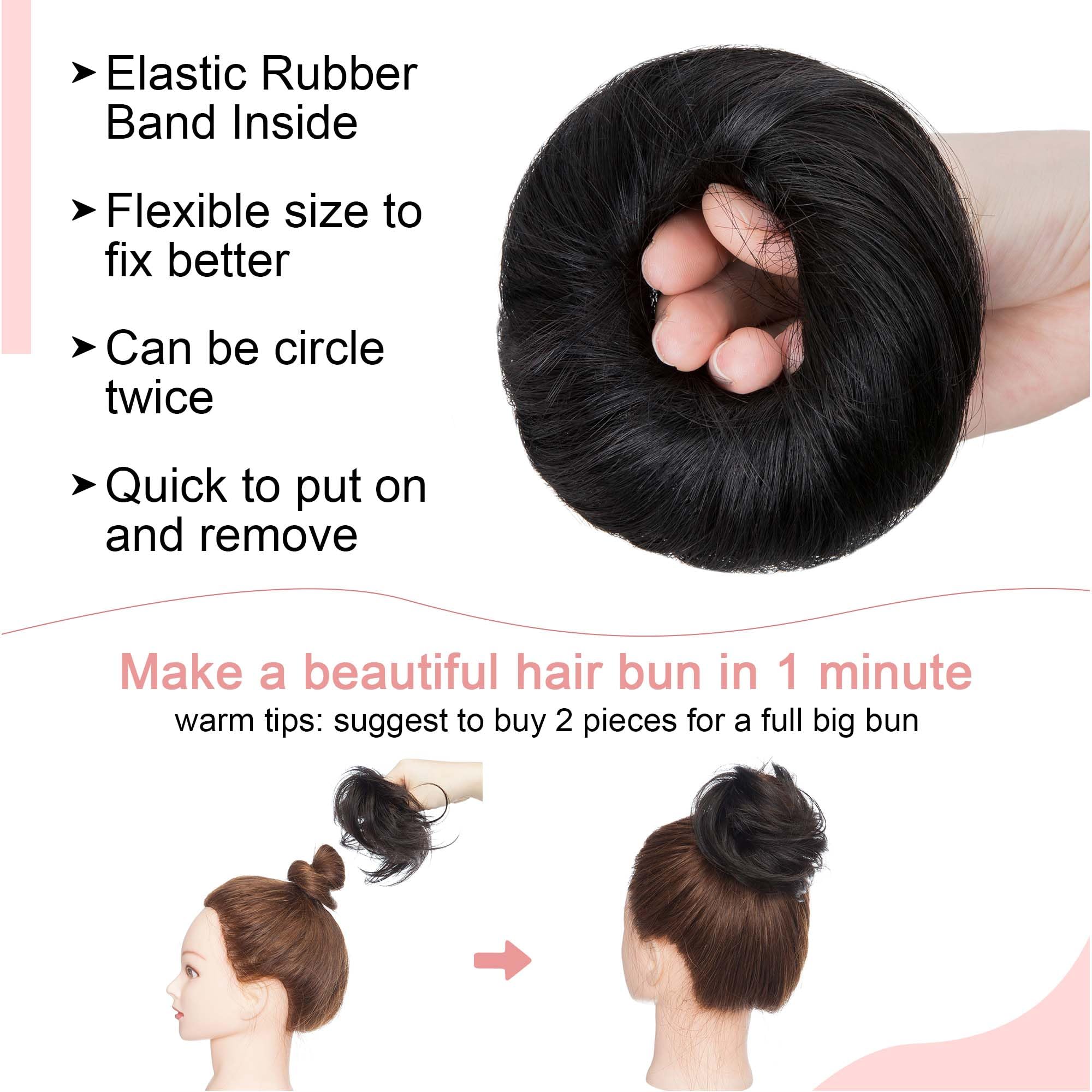 SEGO Human Hair Messy Bun Hairpieces Real Scrunchies Natural Wavy Smoothed Updo Donut Chignon Ponytail Extensions for Women Girl