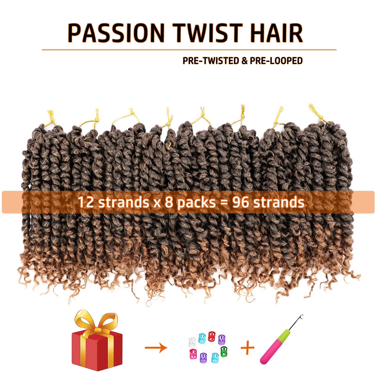Passion Twist Hair 10 Inch Pre-Twisted Passion Twist Crochet Hair For Women Kids Pre-Looped Crochet Braids Bohemian Short Curly