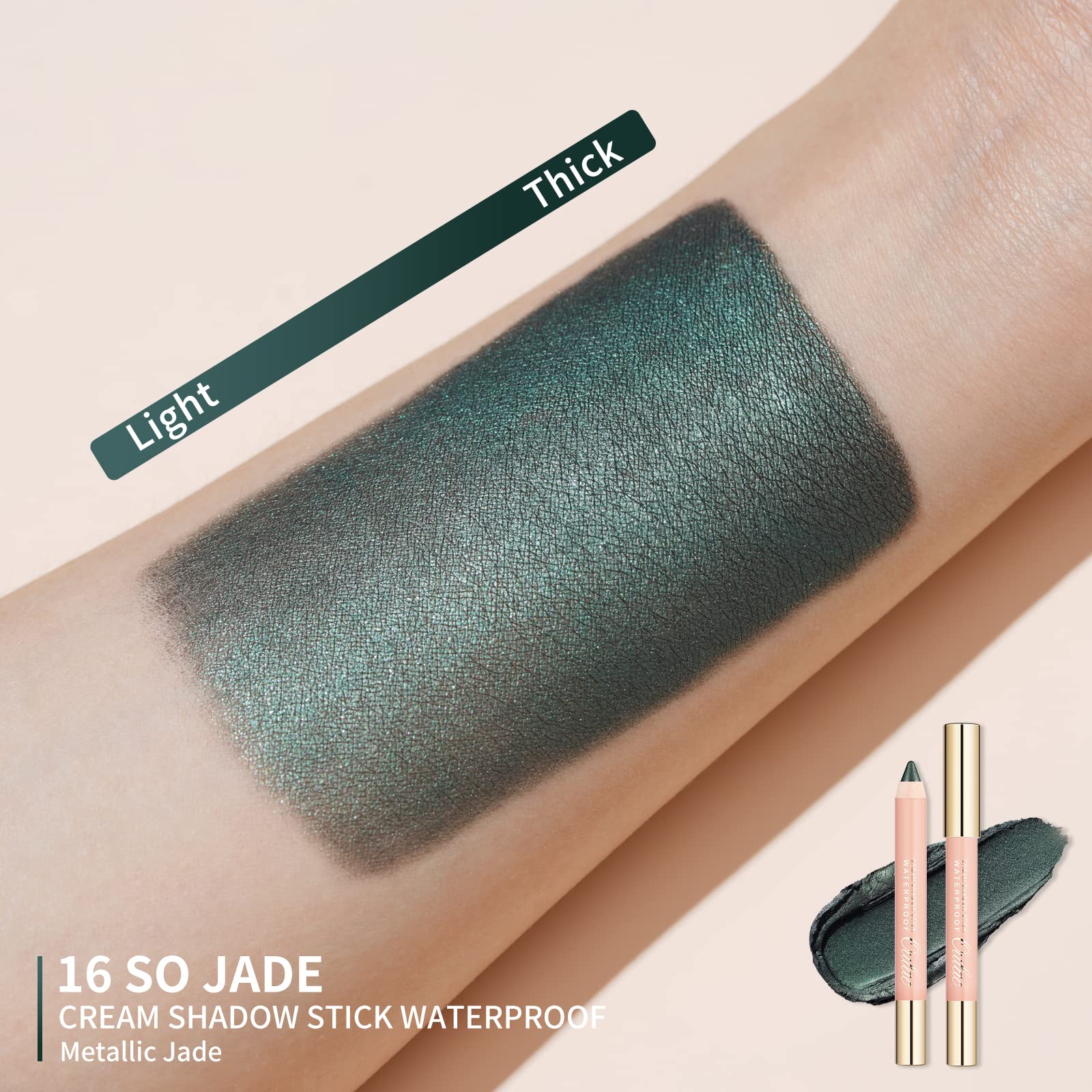 Oulac Sparkly Green Eyeshadow Pencil - Waterproof Eye Shadow Stick Smooth And Long Lasting, Shimmering Glitter Finish, Blendable