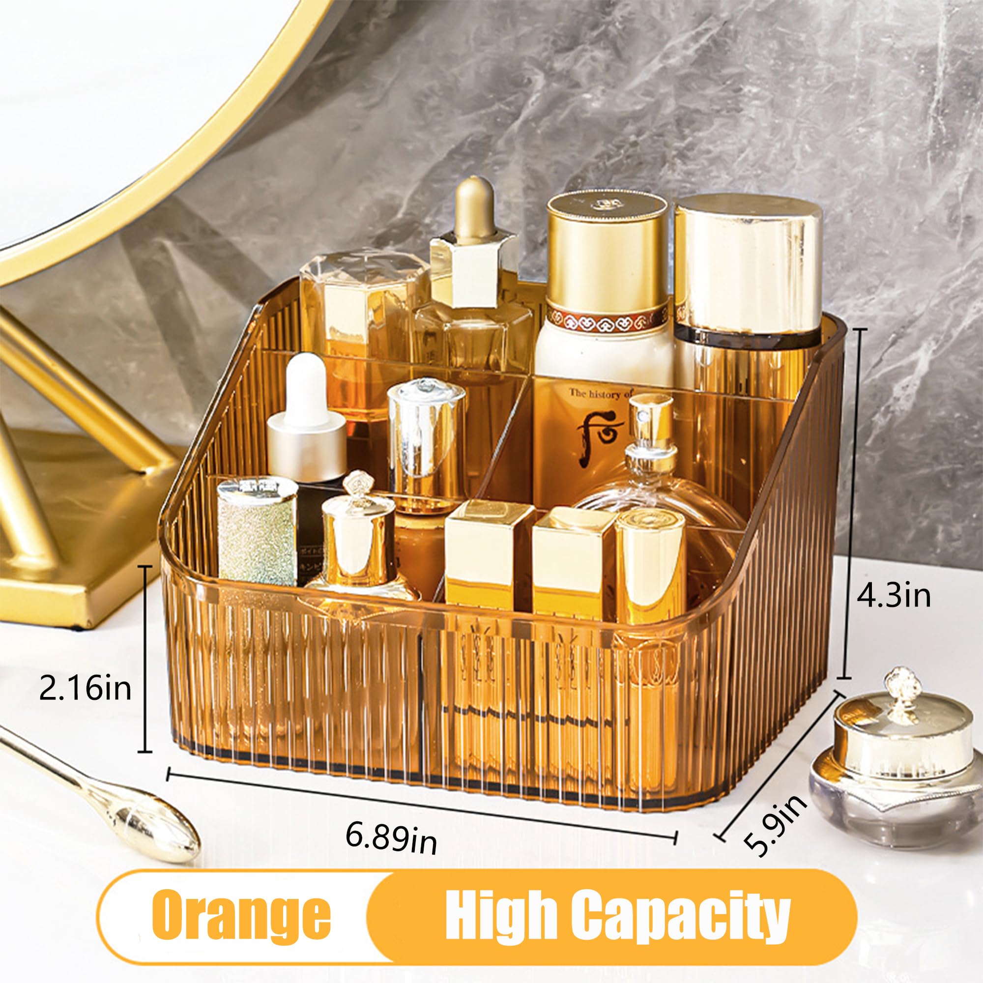 Freebirdly Makeup Organizer Cosmetics Storage Box, Large Capacity Make Up Brush Holder Organizer Vanity Accessories, Bathroom Co