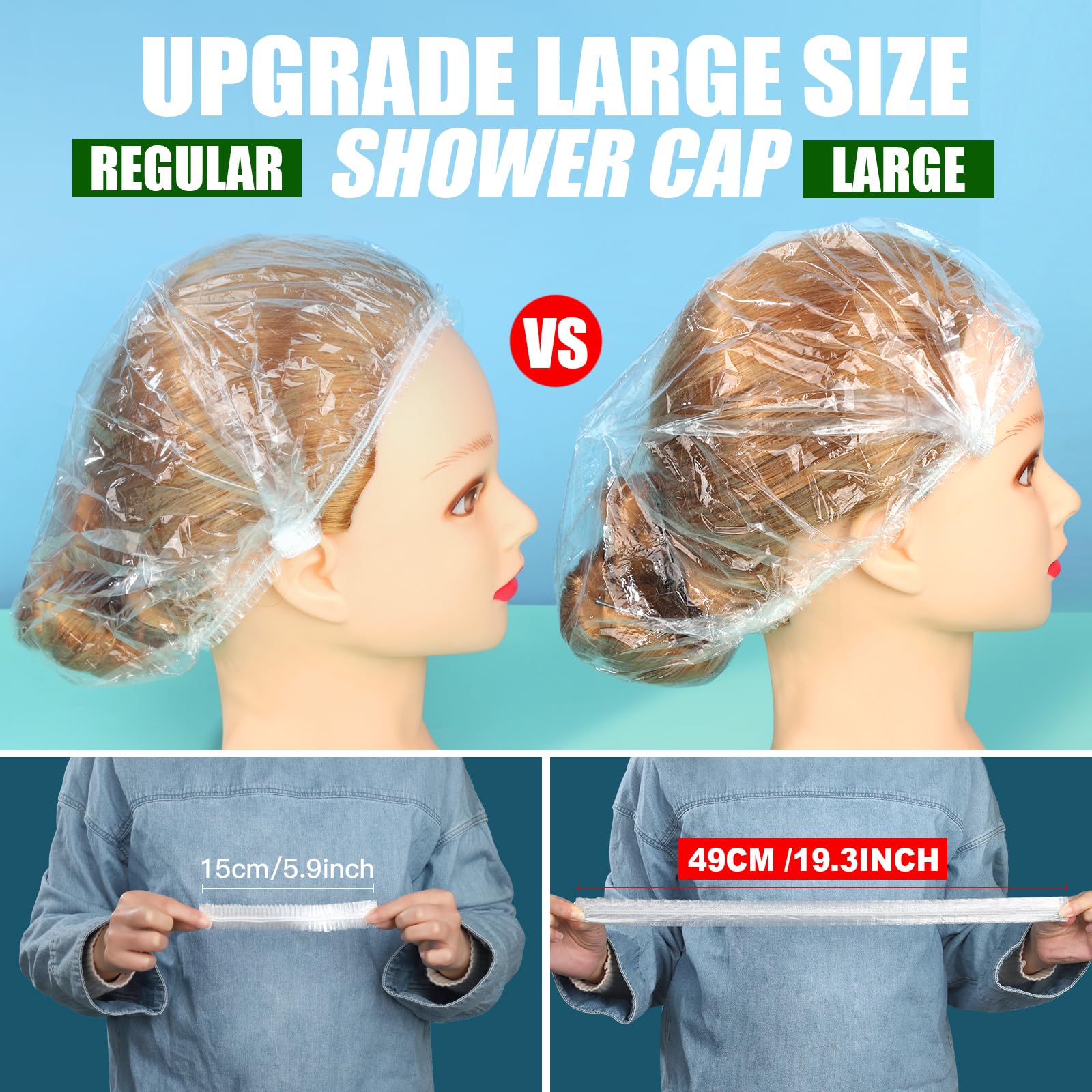 Leobro Individually Wrapped Disposable Shower Caps, Shower Caps, Large Plastic Shower Caps For Women Disposable, Clear Shower Ca