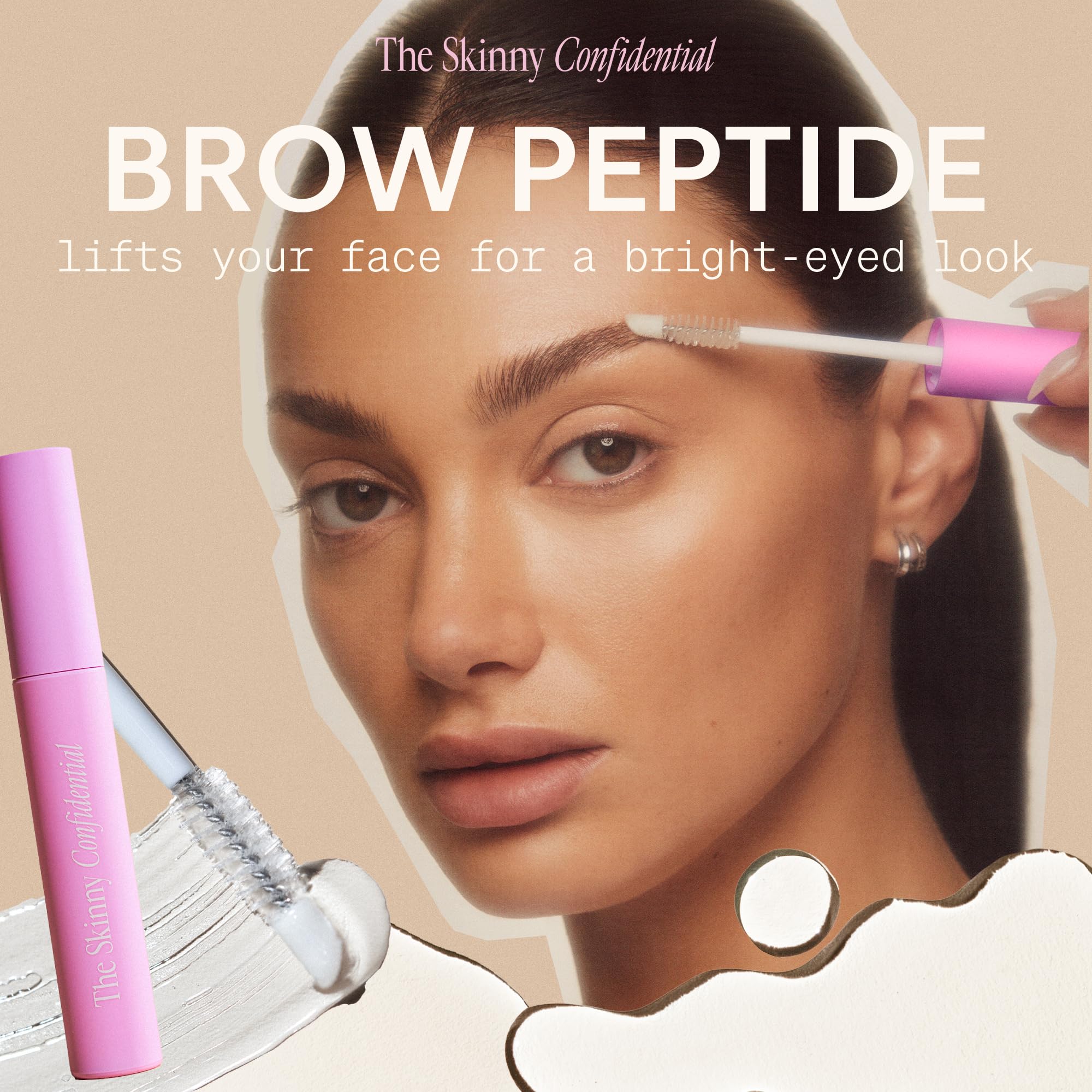 The Skinny Confidential Brow Peptide Serum for Eyebrow & Eyelash Growth - Lengthen, Strengthen & Thicken Brows & Lashes for Full