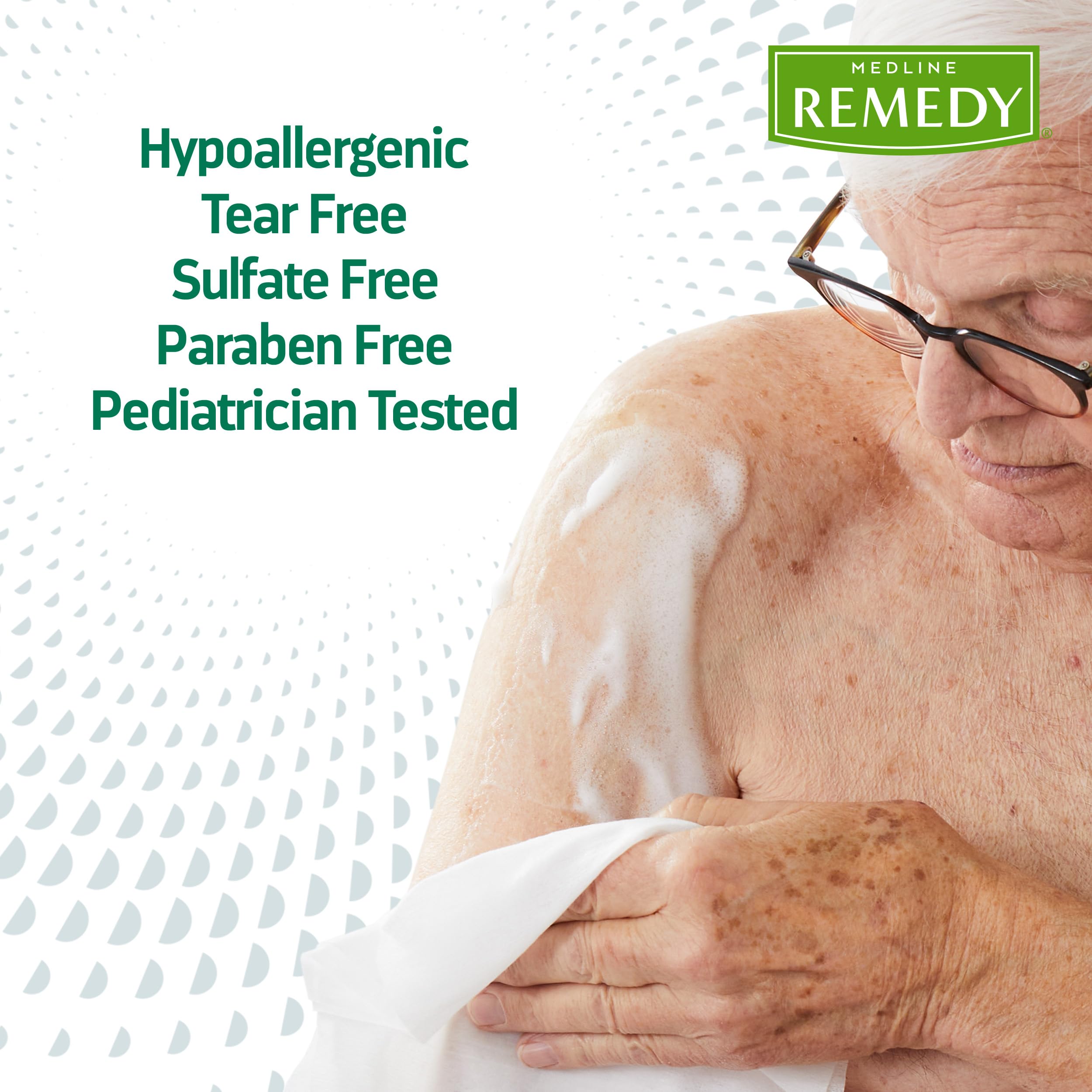 Medline Remedy Clinical No-Rinse Foam Cleanser, Vanilla Scent (4 fl oz), 24 Count, No Rinse Shampoo and Body Cleanser for Sensit