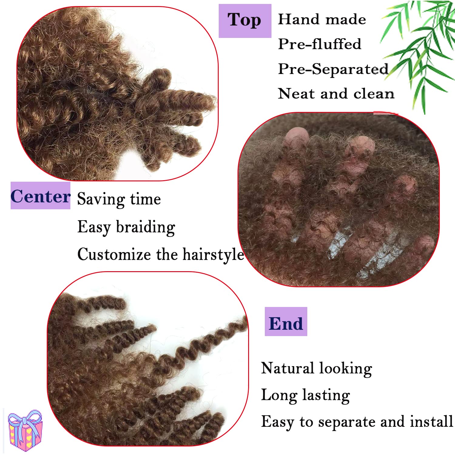 Marley Twist Braiding Hair Pre-Separated Springy Afro Twist 16 Inch 8 Packs Spring Twist Hair Kinky Twist for Faux Locs Crochet