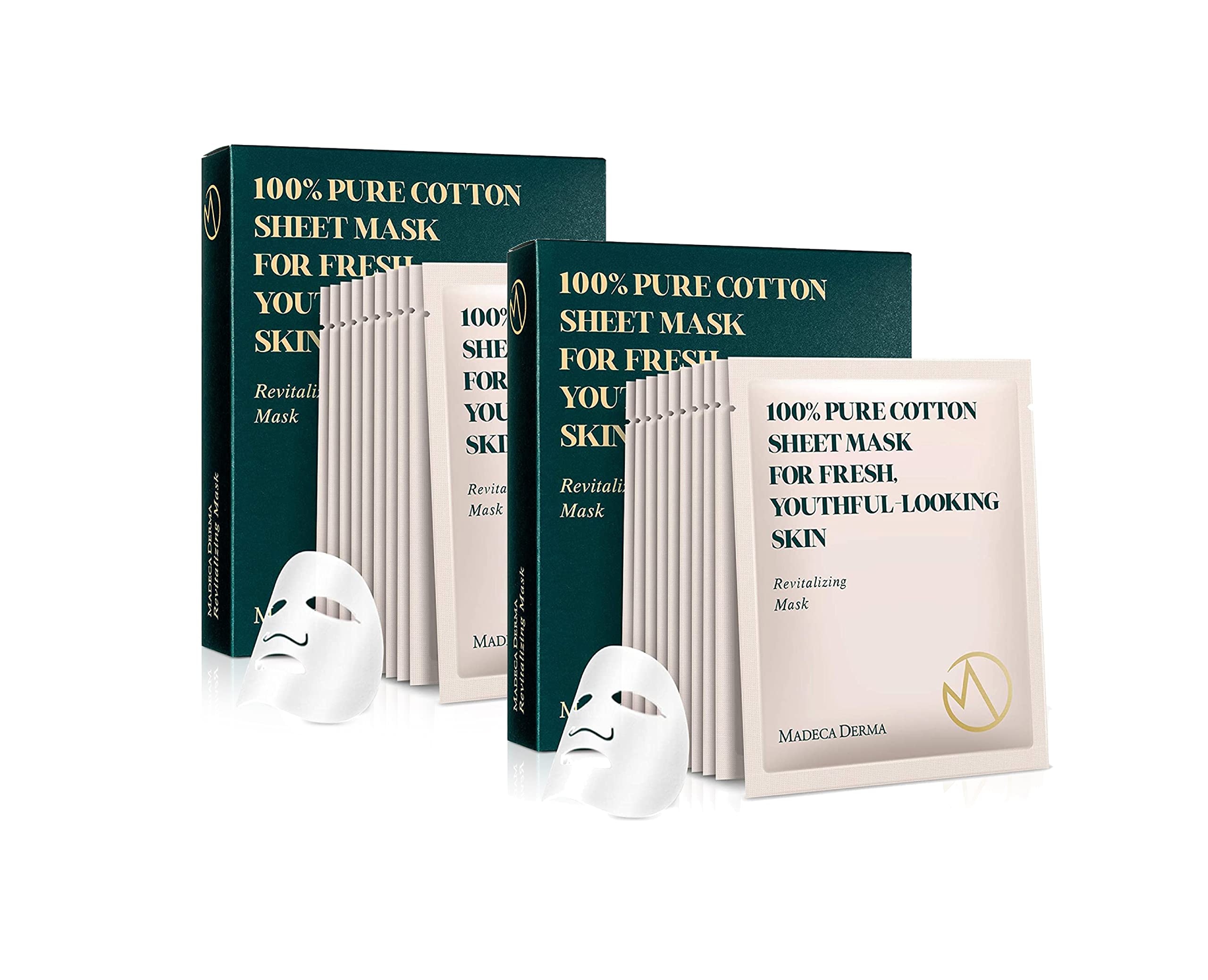 Madeca Derma 20 Pack Revitalizing Mask For Women (Pack Of 2) - Face Mask Sheet Korean Skincare - Hydrating Facial Mask For All S
