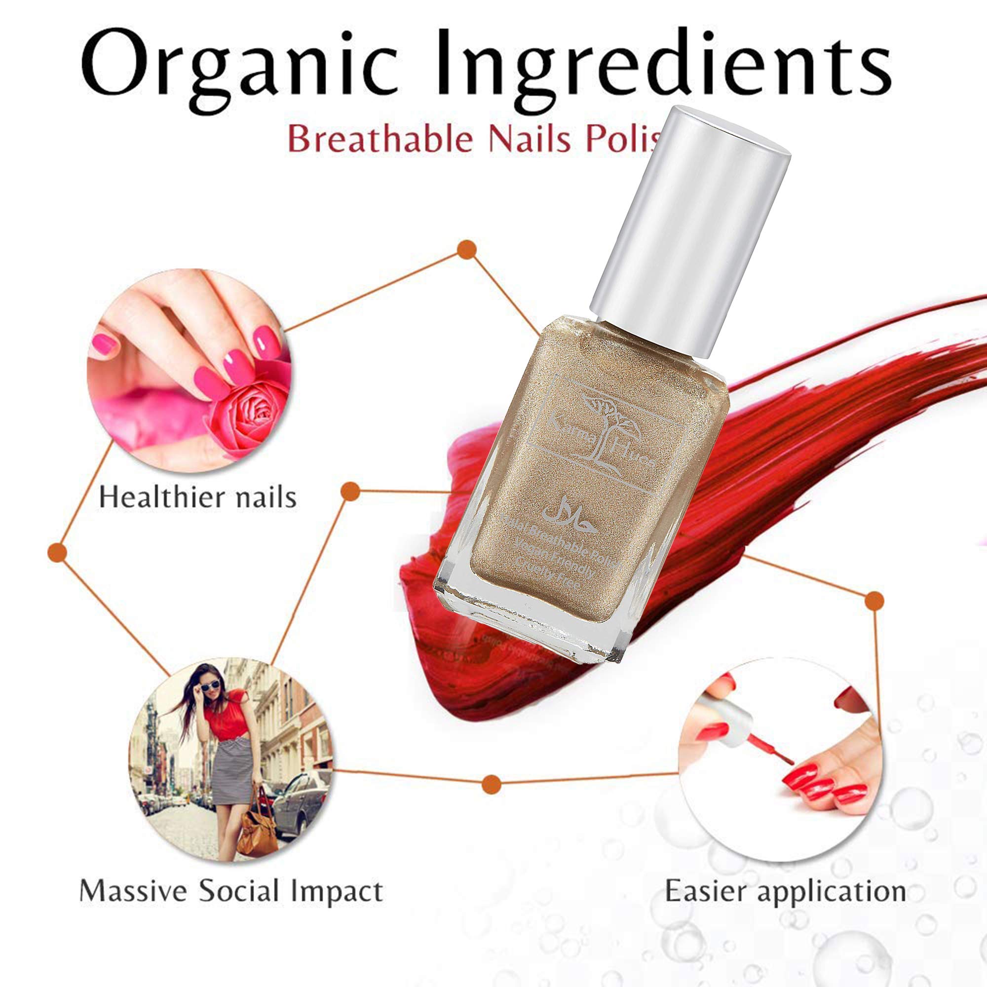 Karma Naturals Certified Halal Nail Polish - Breathable & Water Permeable, Wudu Friendly (Fareeda)