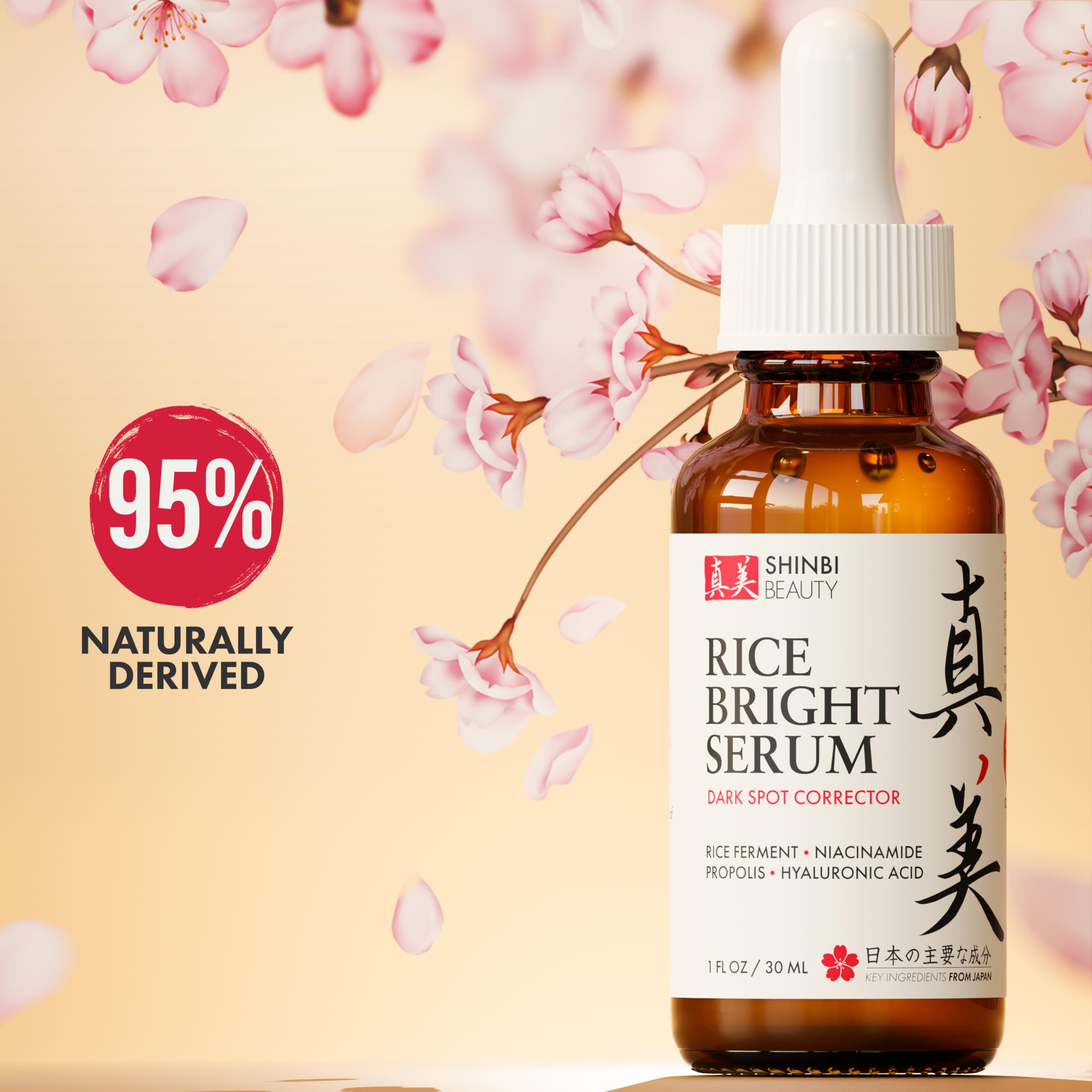 Shinbi Beauty Japanese Skincare Products - Niacinamide Melasma Brightening Serum for Dark Spots, Hyperpigmentation & Uneven Skin