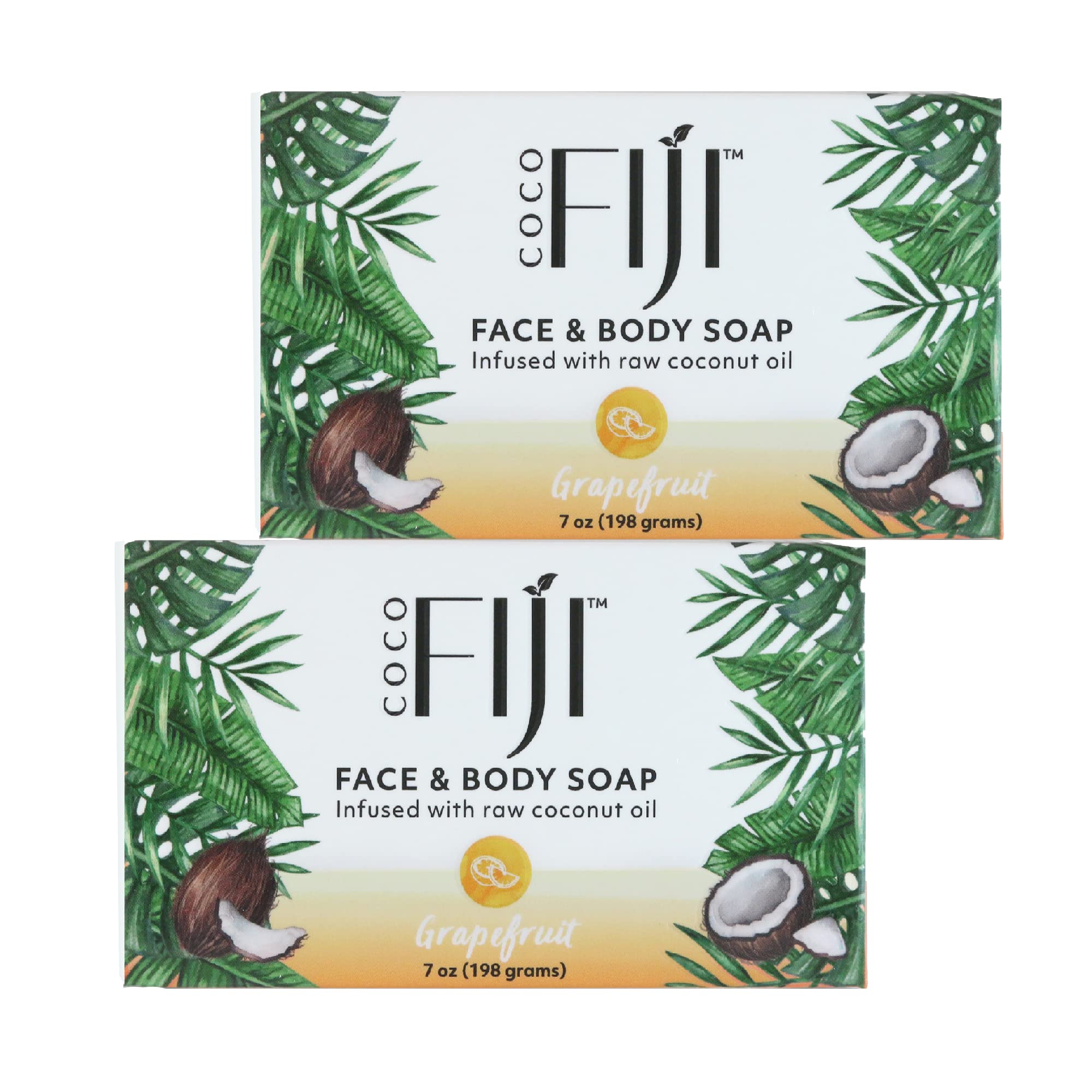 Coco Fiji Soap Bar for Face and Body Infused With Organic Coconut Oil, Grapefruit, Essential Oil, Natural Soap for Moisturizing 
