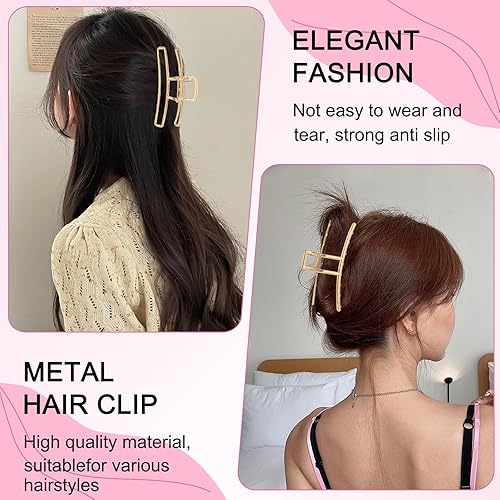 LUKACY 6 Pack Large Metal Hair Claw Clips - 4 Inch Gold Jaw Hair Accessories for Thick & Thin Hair, Strong Hold, Fashionable Styling