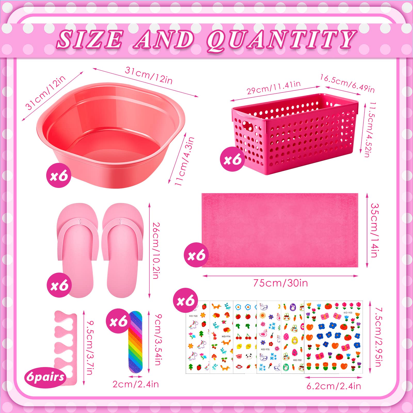 Mumufy 6 Sets Kids Foot Spa Kit For Girl Spa Party With Pink Washbasin Salon Towels Nail Kit For Diy Manicure And Pedicure Set W
