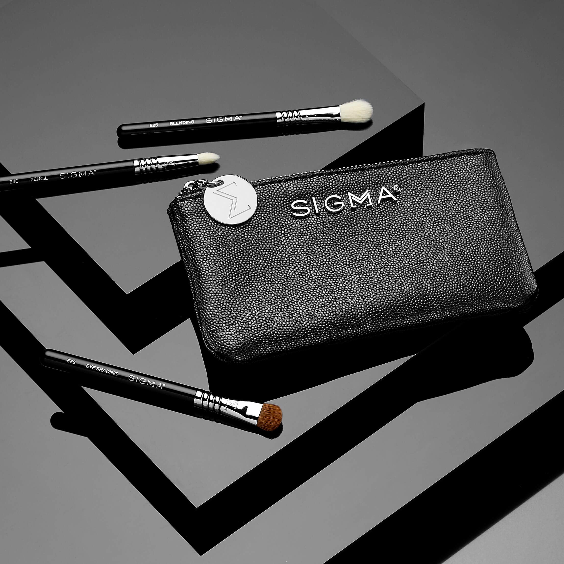Sigma Beauty Glam 'N Go Mini Eye Brush Set, 3 Brushes and Beauty Bag