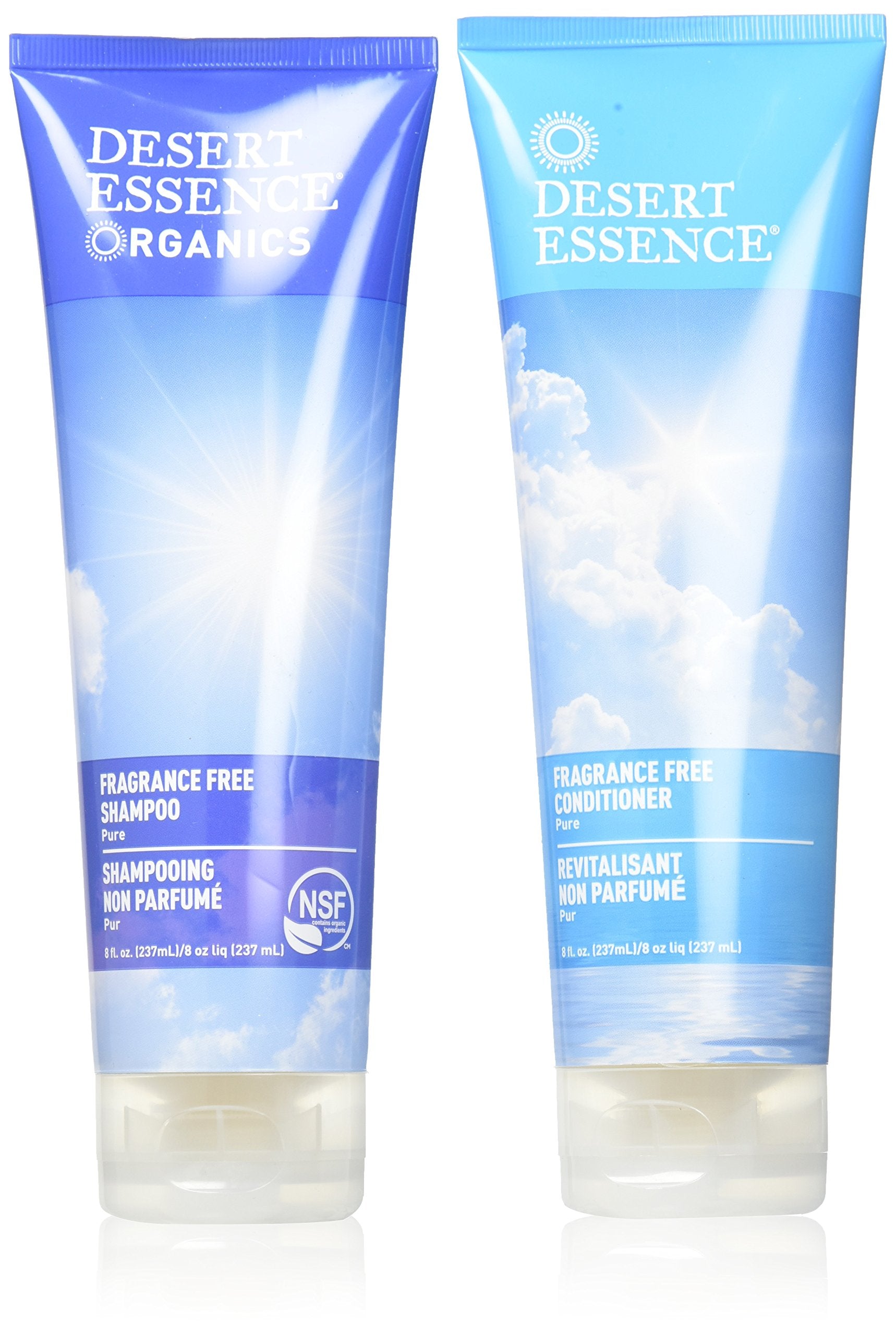 Desert Essence Fragrance Free Shampoo & Conditioner Bundle - 8 Fl Ounce - Pure - Vitamin B5 - Green Tea - Softer, Shinier & More