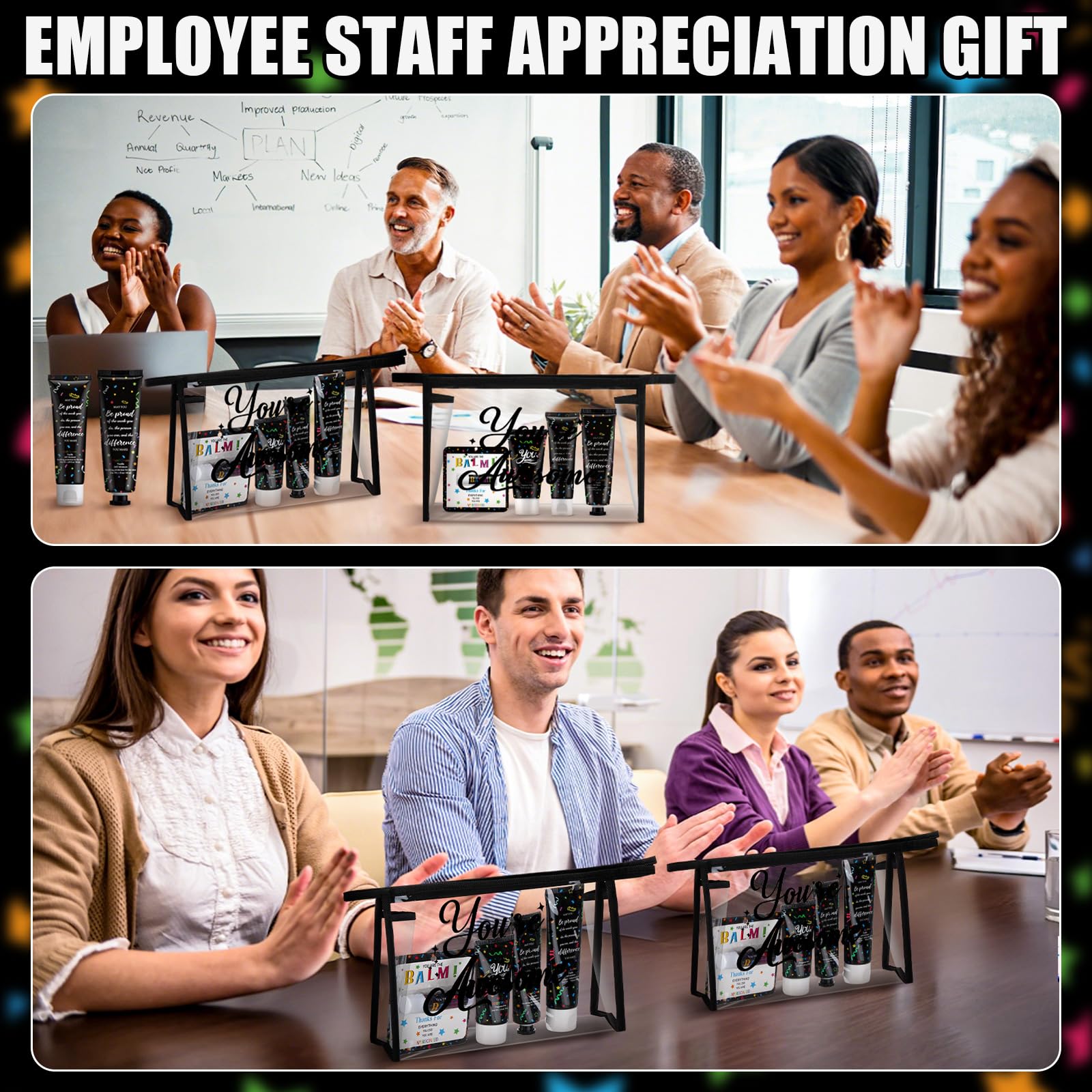 Dimsile 50 Pieces Christmas Employee Appreciation Gifts Bulk Lip Balm Hand Body Lotions Teacher Staff Team Thank You Gifts Chris