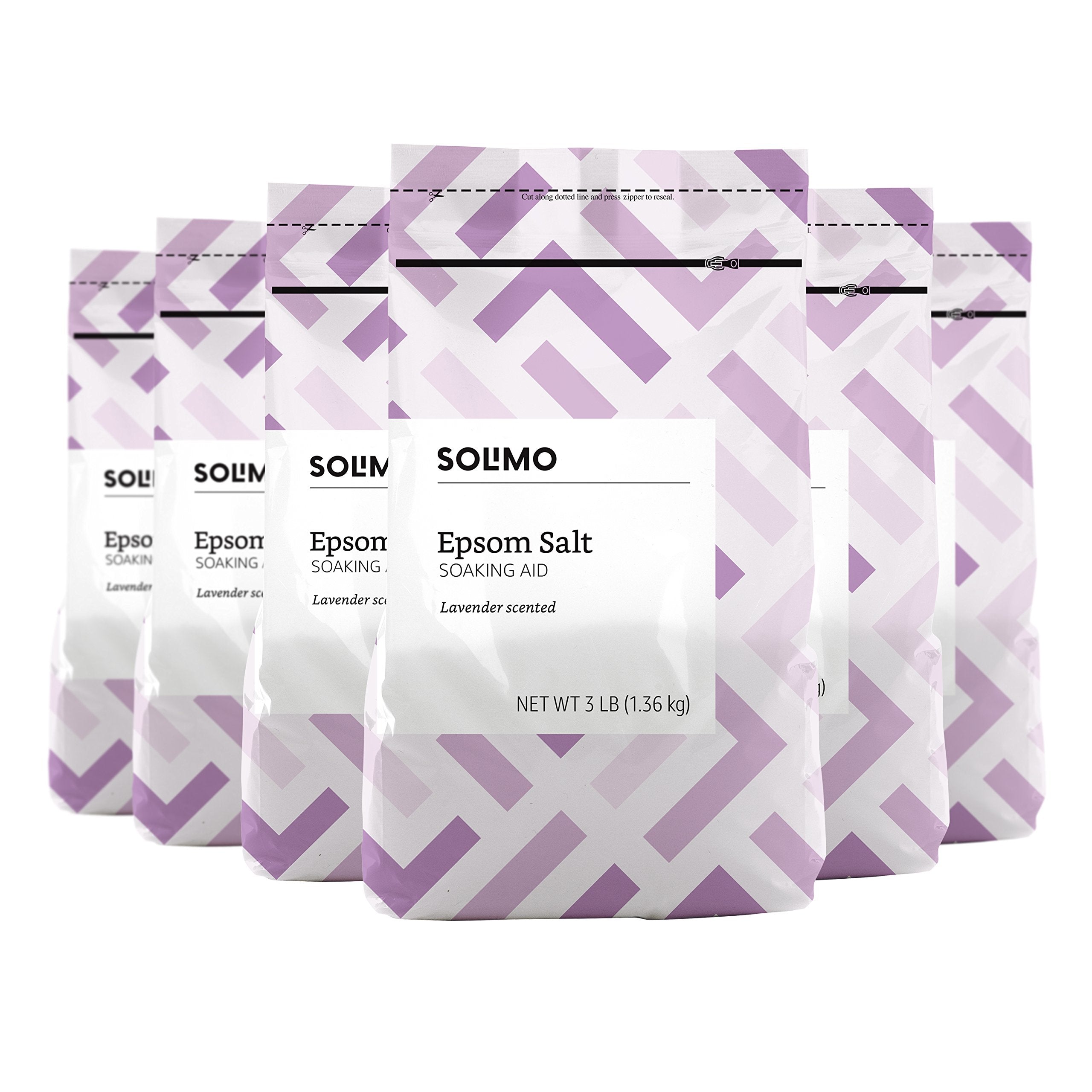 Amazon Basics Epsom Salt Soaking Aid, Lavender Scented, 3 Pound, 6-Pack (Previously Solimo)