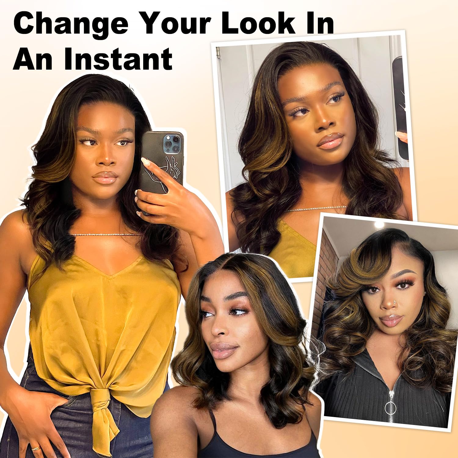 Recool Loose Body Bob Wig Highlight Ombre Short Body Wave Human Hair Wig For Black Women 5X6 Hd Glueless Lace Front Wigs Pre Plu