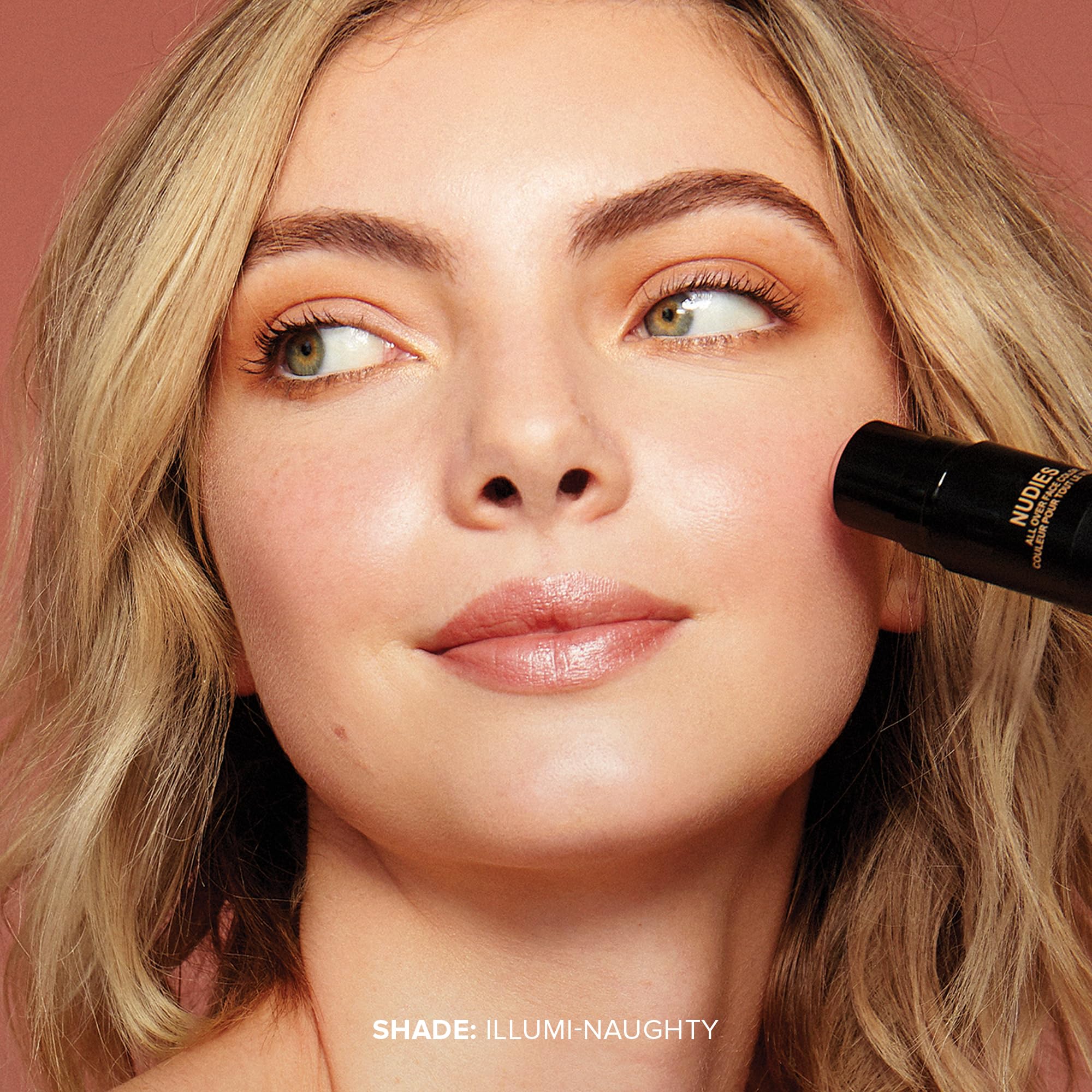 Nudestix Nudies Glow Cream Highlighter Bronze + Glow 3-in-1 All Over Face Colour for Eyes, Cheeks, Lips w/Blending Brush (Illumi