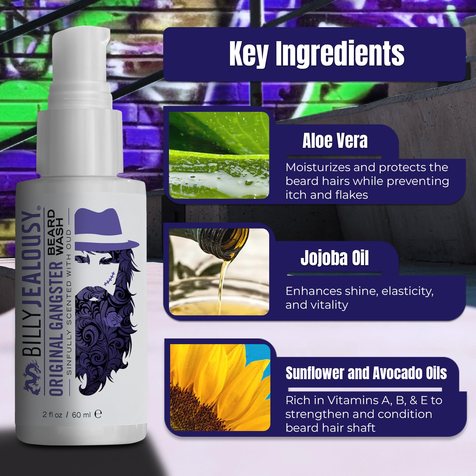 Billy Jealousy Original Gangster Beard Oil, 2 Fl Oz