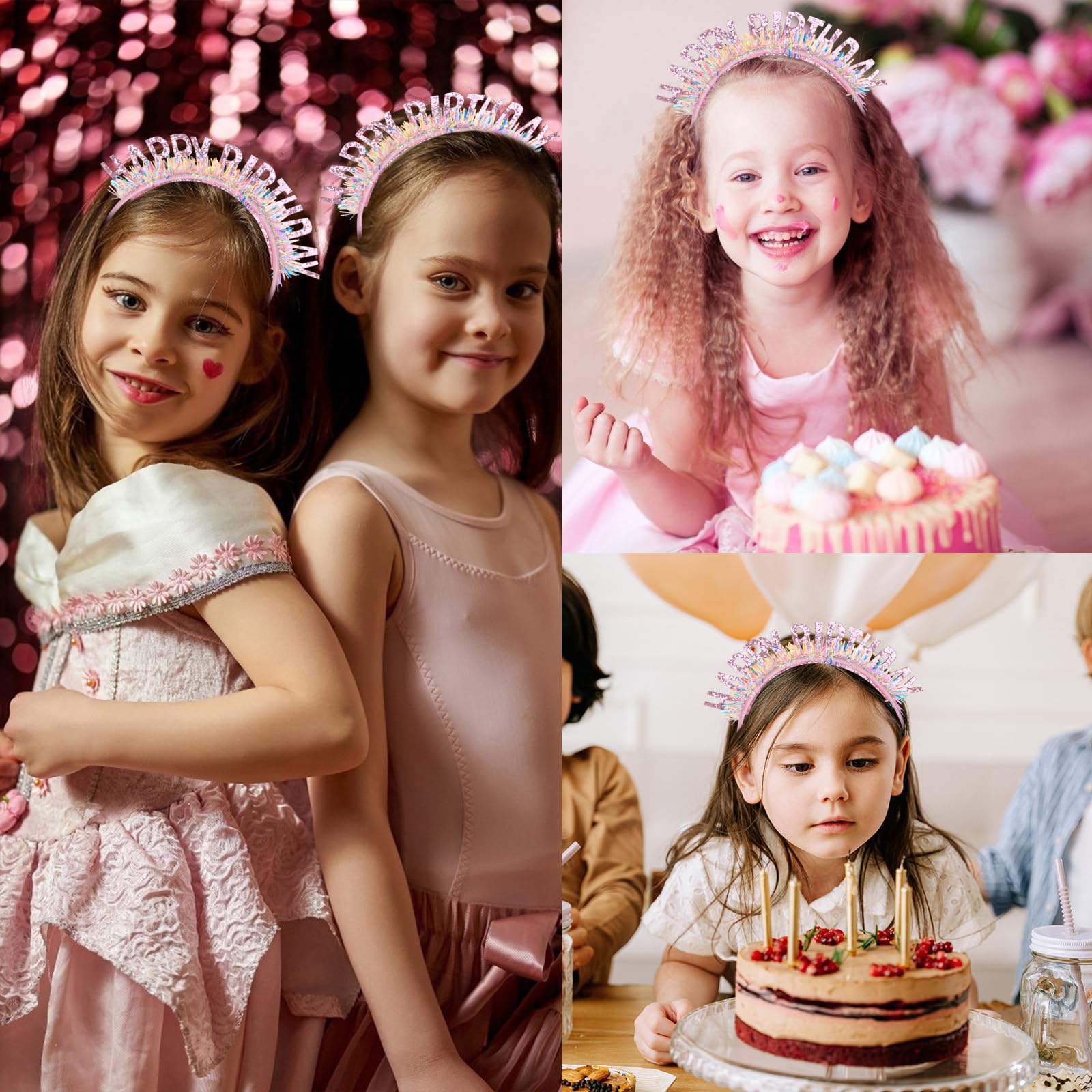 Cieher Birthday Tiara, Birthday Headband For Women And Girls, Happy Birthday Decorations And Gifts - Pink