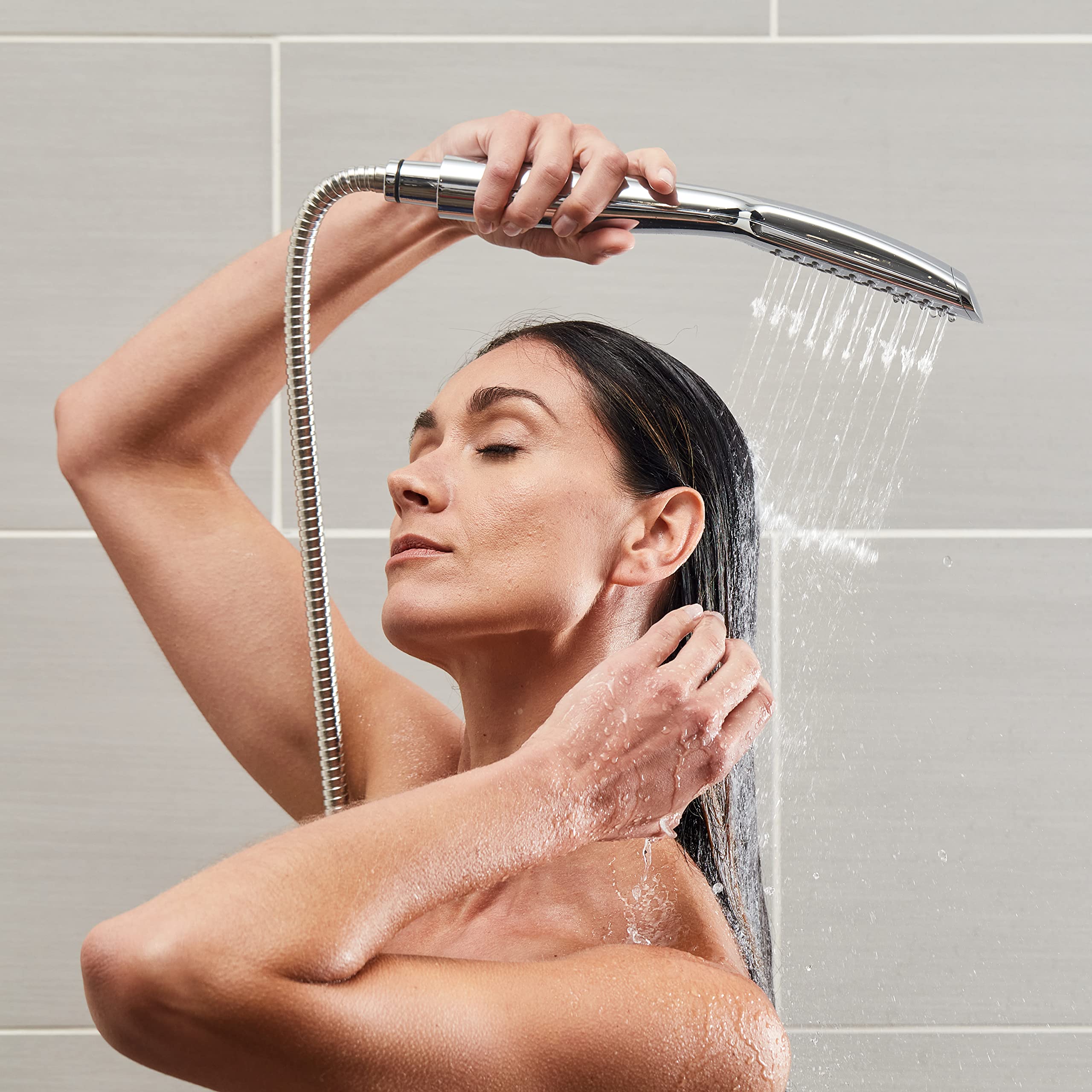 Waterpik High Pressure Pulsating Shower Wand And Rain Shower Head Combo With Extra-Long 8-Foot Metal Hose, Hairwand Pulse Spa Sy