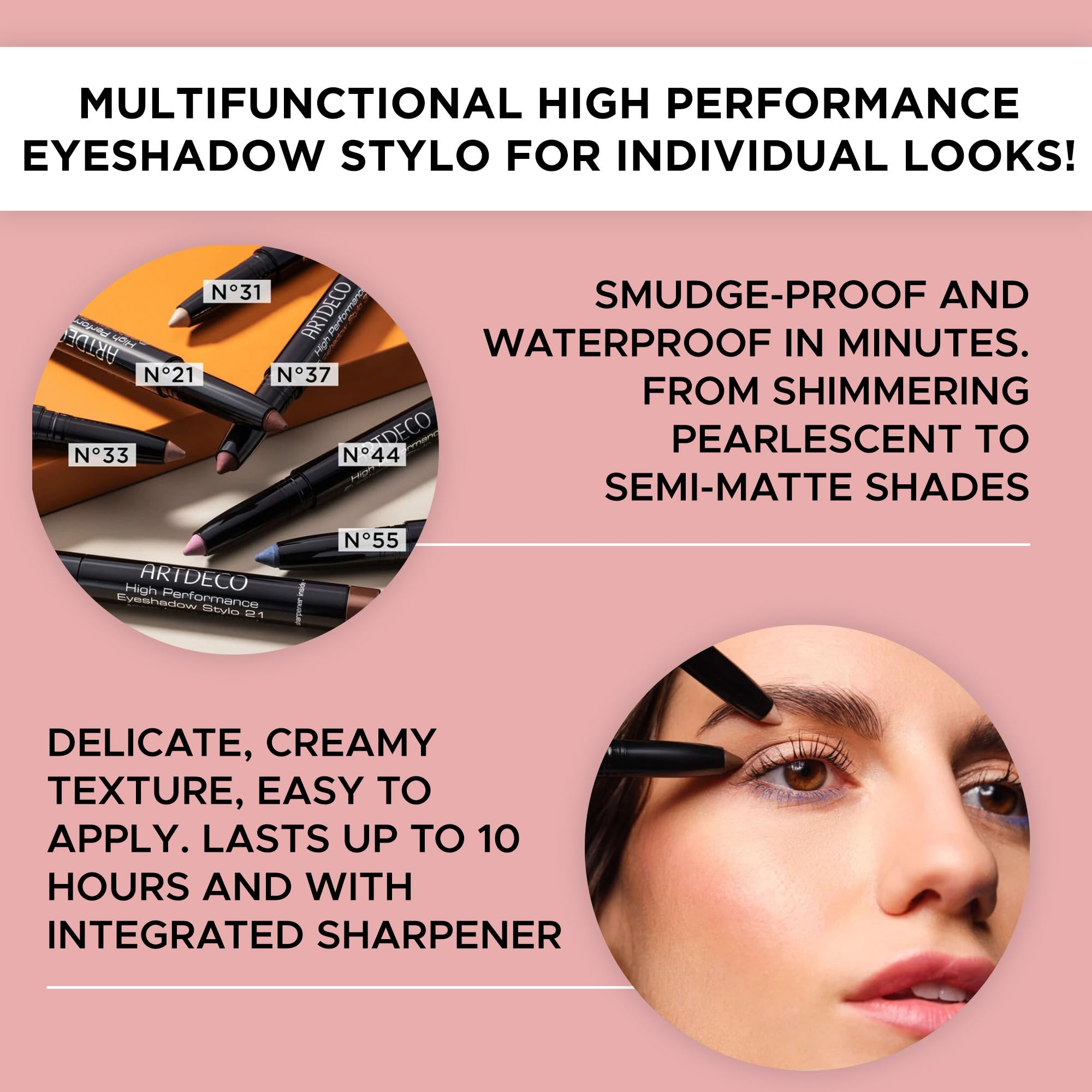 ARTDECO High Performance Eyeshadow Stylo - Black ?1 - 3in1 Stick: Eyeshadow, Eyeliner & Kajal - Glides On & Blends Easily - Up t