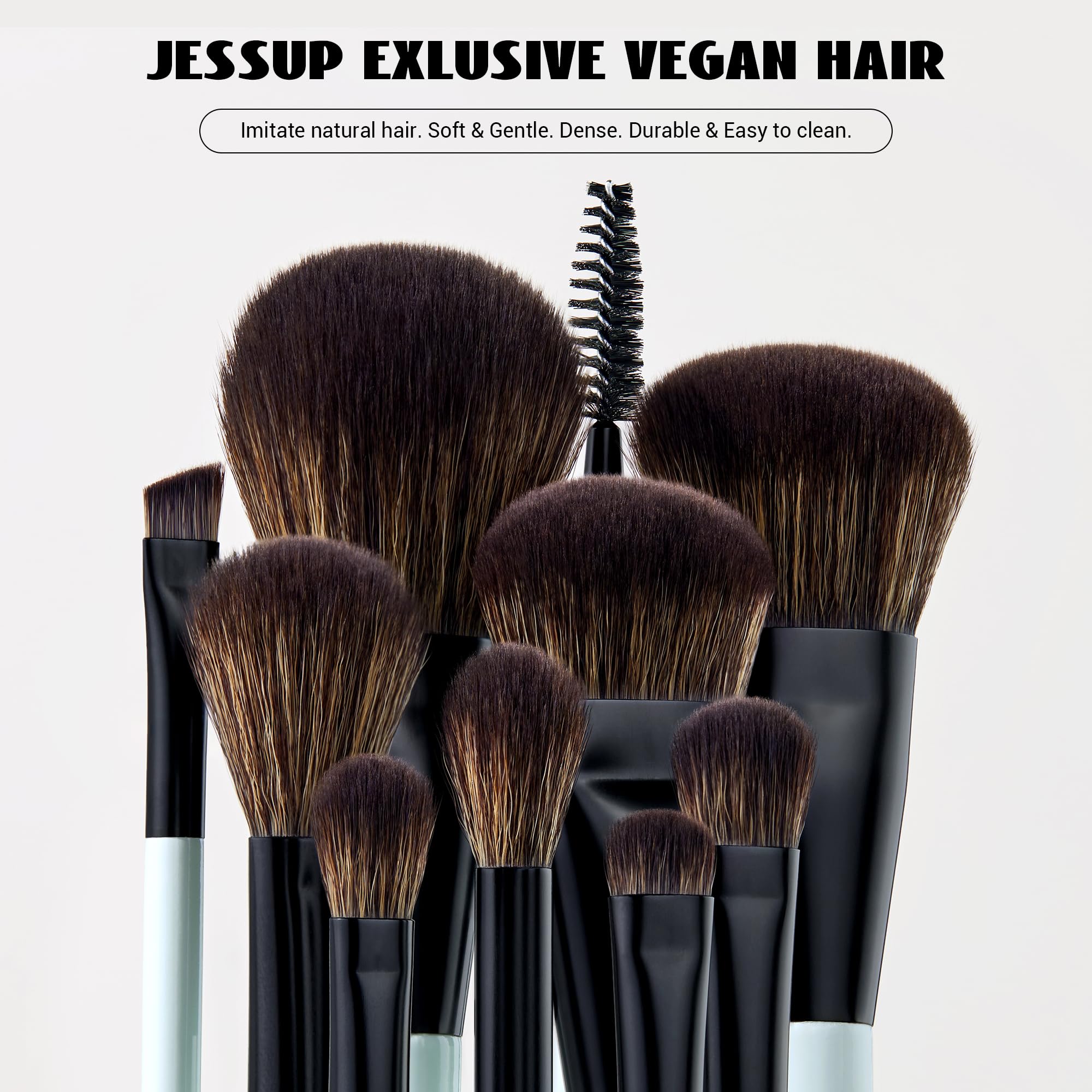 Jessup Makeup Brush Set 6Pcs Double Sided Makeup Brushes Foundation Contour Blush Highlight Blending Eyebrow Brush Eyeshadow Bru