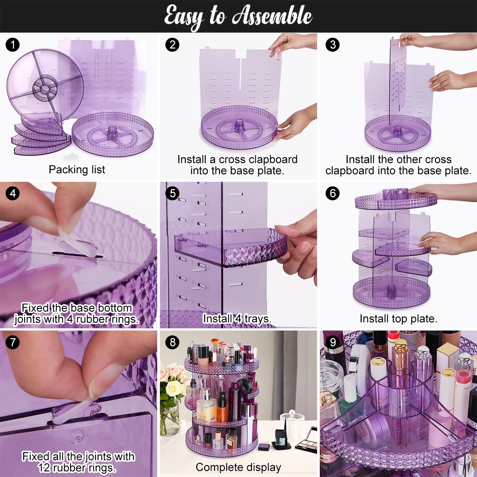 Makeup Organizer 360 Degree Rotating Cosmetic Storage Organizer, Acrylic Make Up Organizer, Large 7 Layers 360 Makeup Organizer,