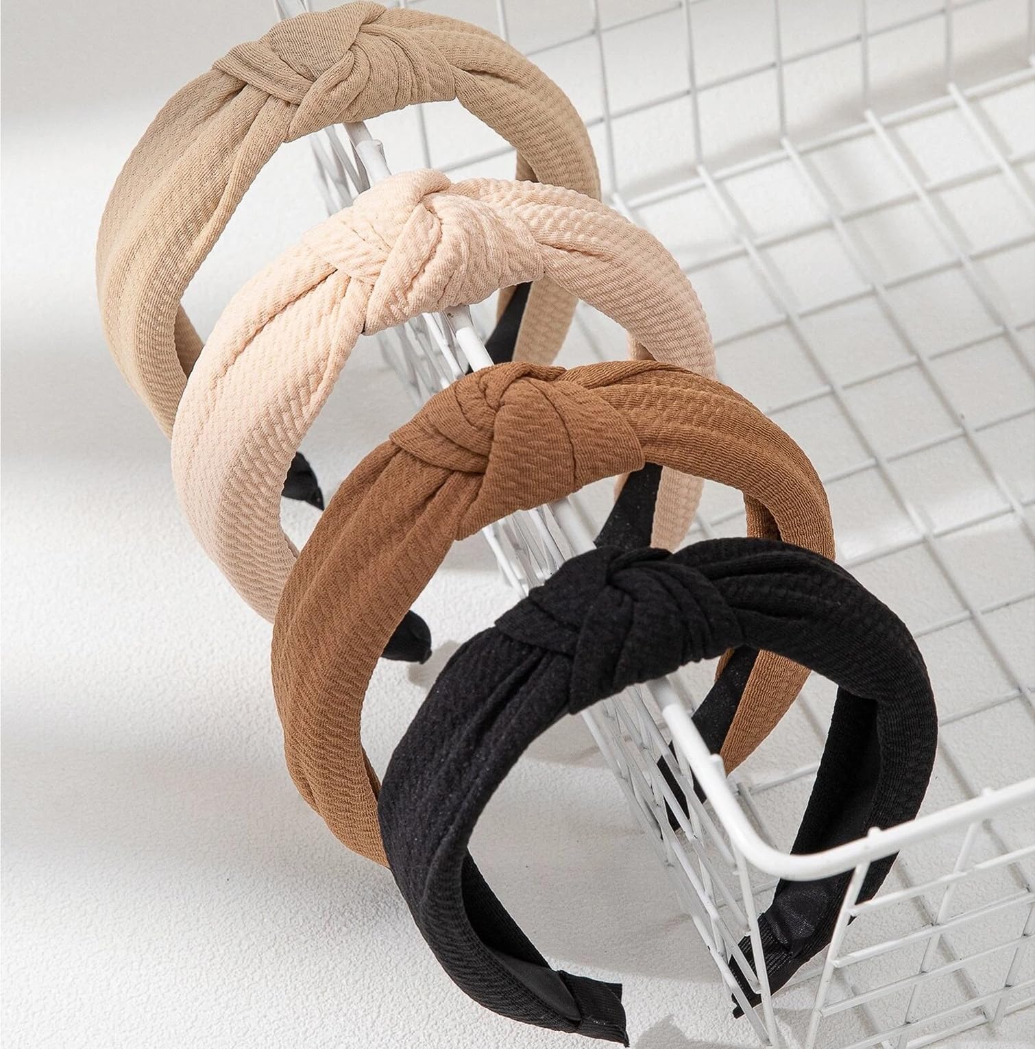 WOVOWOVO Knotted Headbands for Women, 4 Packs Wide Head Bands for Women's Hair Non Slip Boho Fashion Hairbands Top Knot Hair Hoo