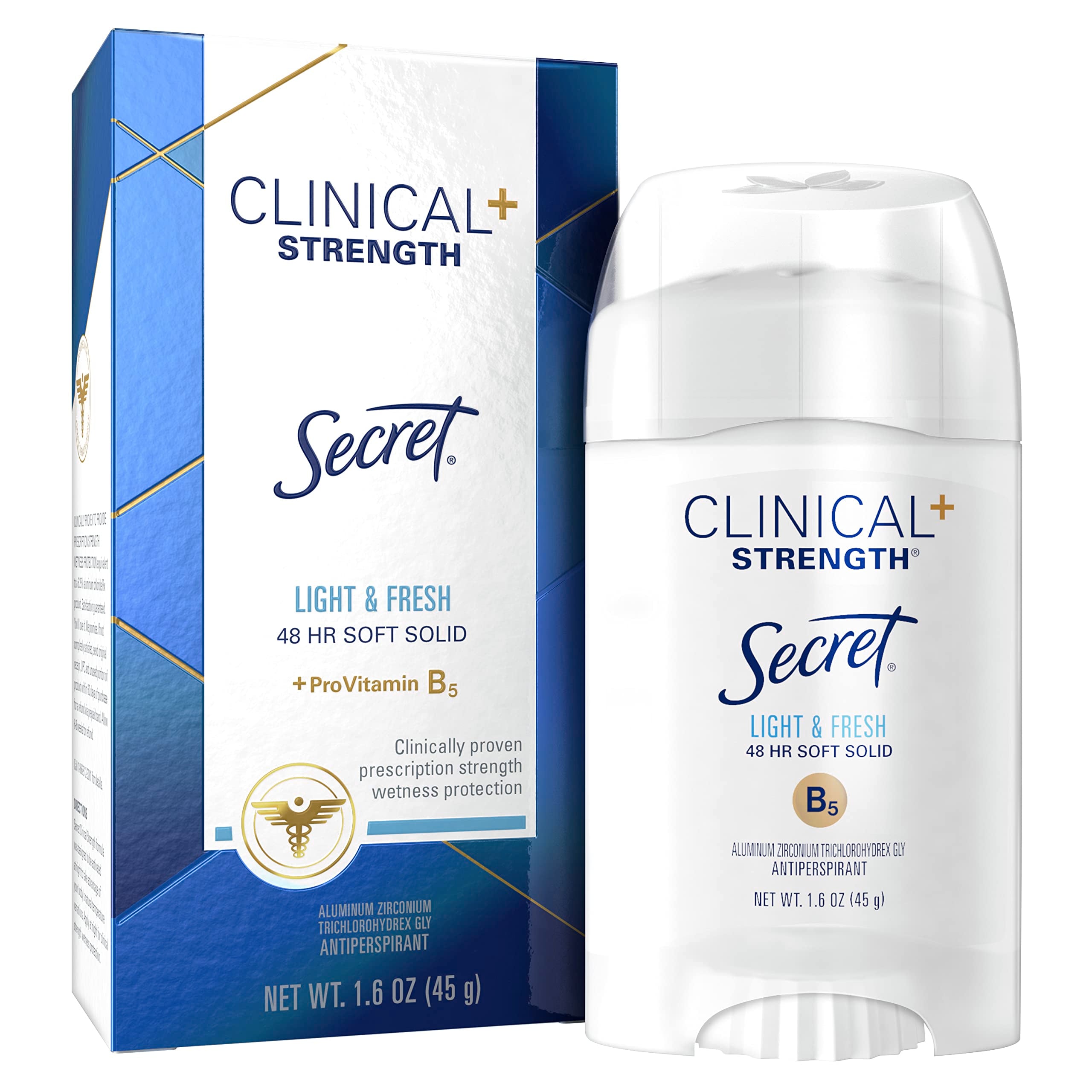 Secret Clinical Strength Smooth Solid Deodorant, Light and Fresh, 1.6 Oz.