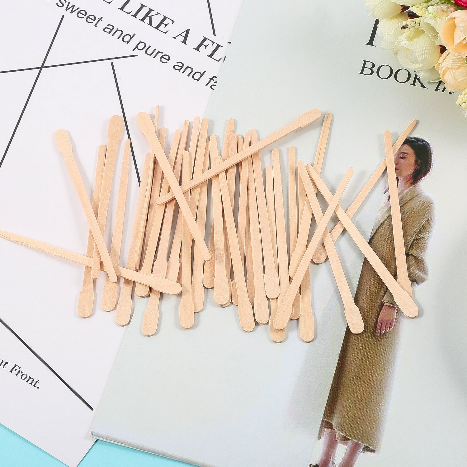 Bememo 500 Pieces Wax Sticks for Hair Removal, Small Wax Spatulas Applicator Wood Craft Sticks for Eyebrow, Lip, Nose Waxing