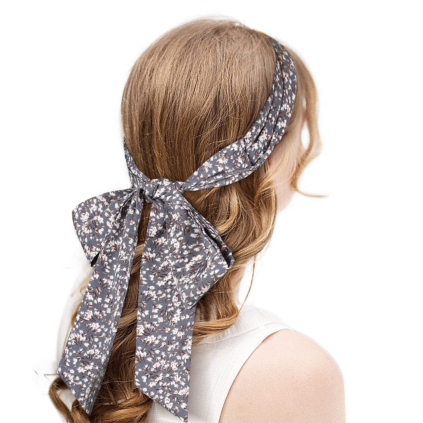 Awaytr Women'S Long Twist Knotted Chiffon Headbands - 3Pcs Criss Cross Head Wraps For Thick Hair (Black+Beige+Khaki)